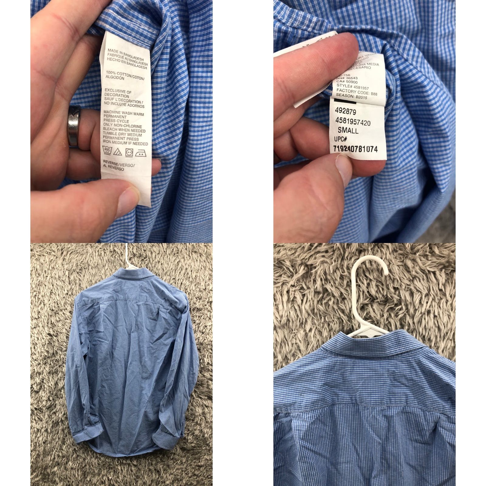 Izod IZOD Shirt Blue Plaid Long Sleeve Button-Down Collar Mens Small Casual, Business, Travel Size US S / EU 44-46 / 1 - 8 Thumbnail