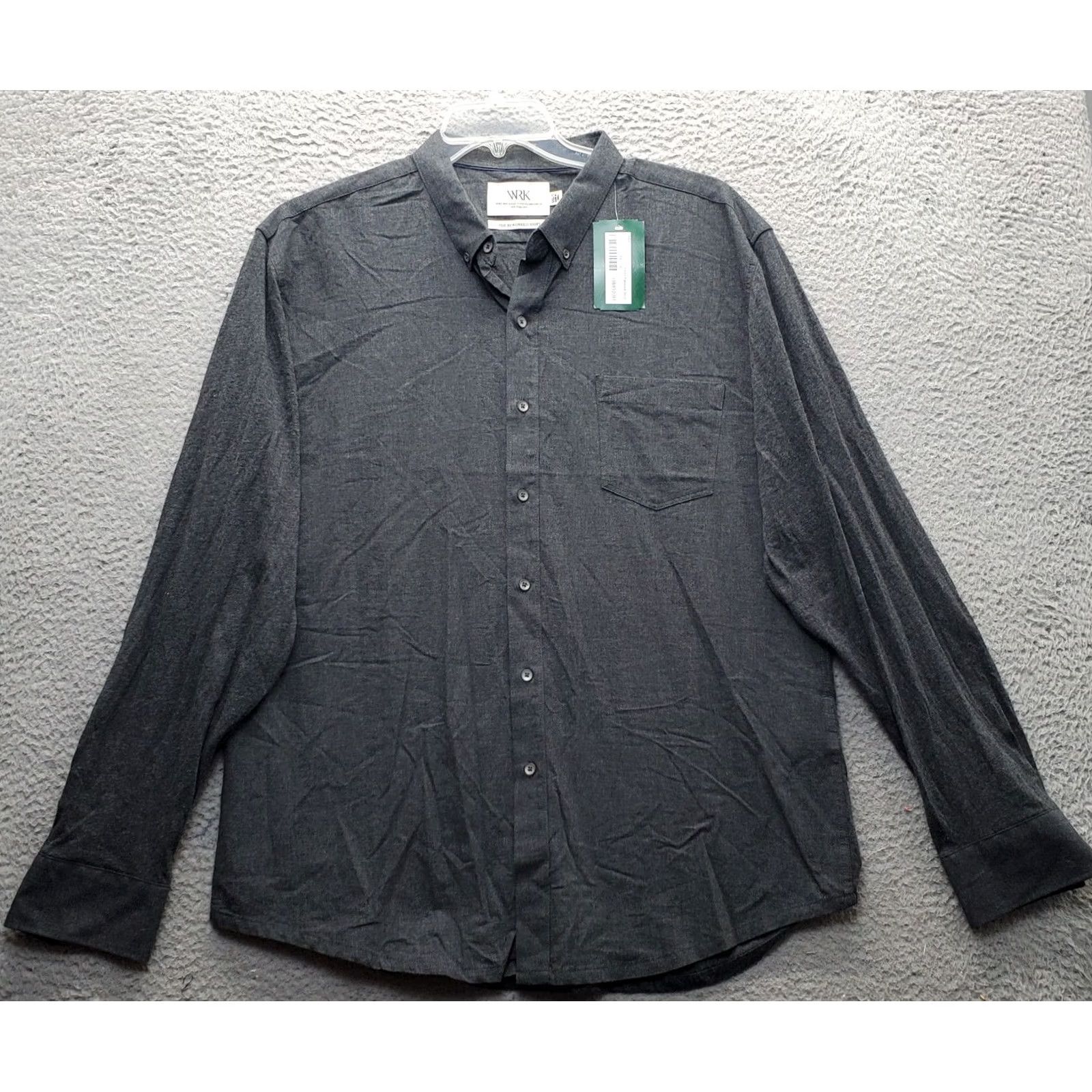Vintage WRK Reworked Shirt Mens XXL Dark Gray Poplin Knit Paneled Collared Button Down Shirt Size US XXL / EU 58 / 5 - 2 Thumbnail