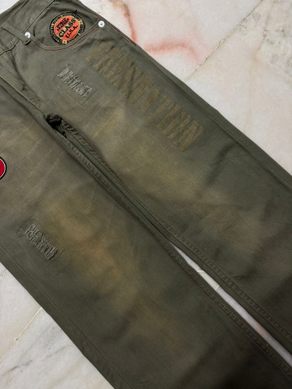 Tornado Mart 💥Sick💥Vintage Dominate Rusty Mudwash Distressed Patcher Jean Size US 31 - 7 Thumbnail