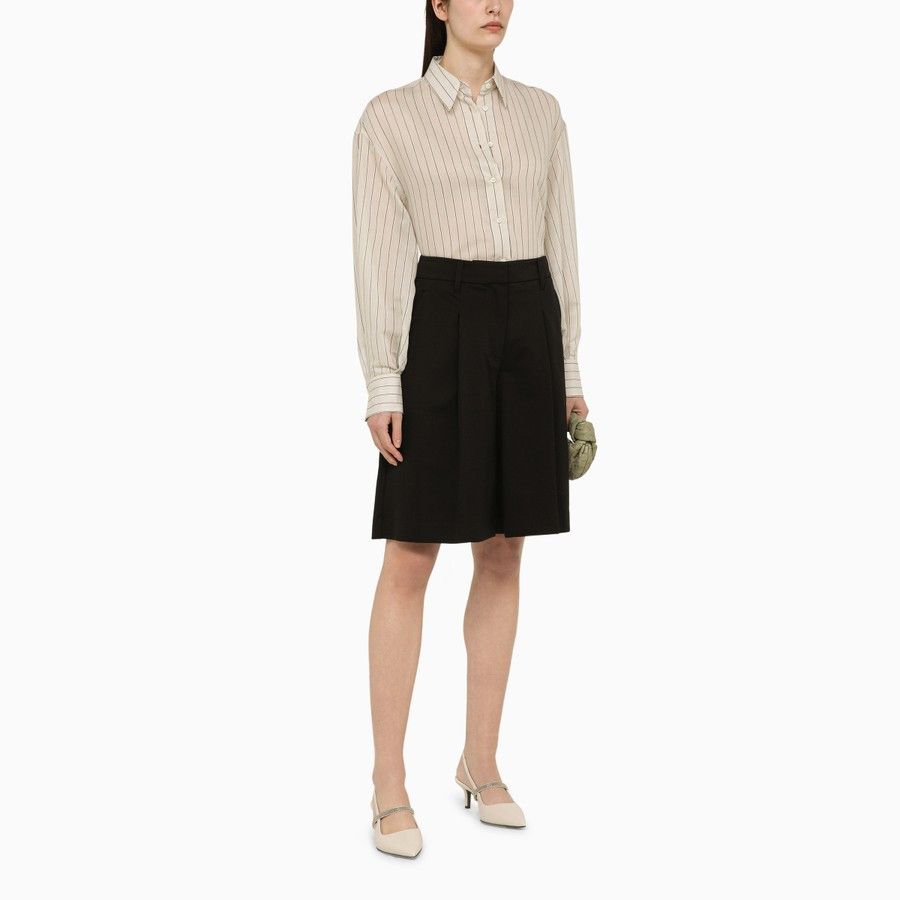Brunello Cucinelli o1d2blof0824 Cotton-Blend Bermuda Short in Black Size 28" / US 6 / IT 42 - 2 Thumbnail