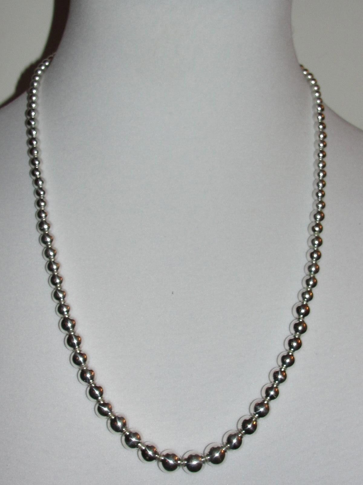 Designer Shiny Sterling Silver Graduated Ball Bead Necklace Size ONE SIZE - 2 Thumbnail