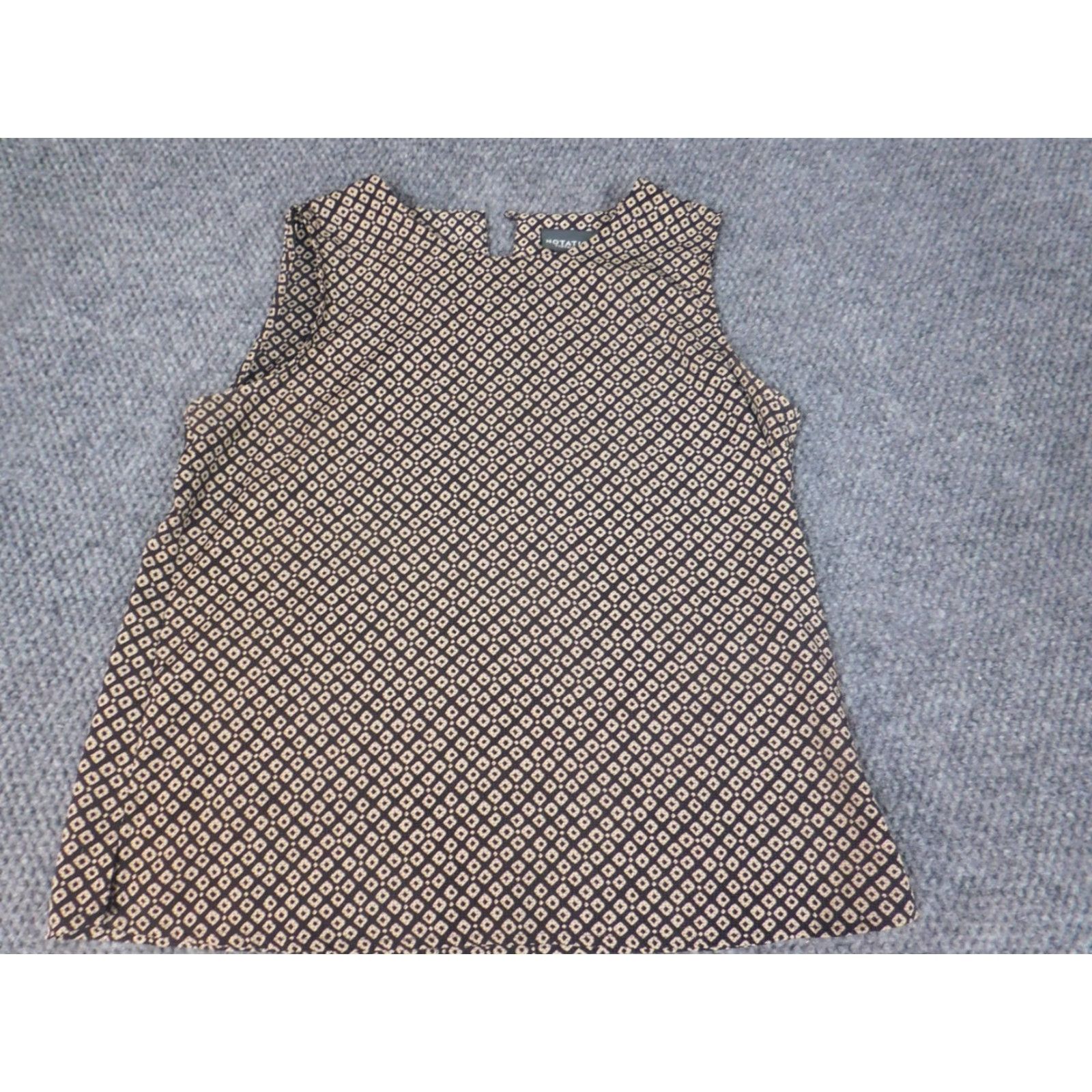 Vintage Notations Womens Blouse S Brown Casual Sleeveless Collared Pullover Button Rayon Polyester Lightweight Classic Striped Size S / US 4 / IT 40 - 3 Thumbnail