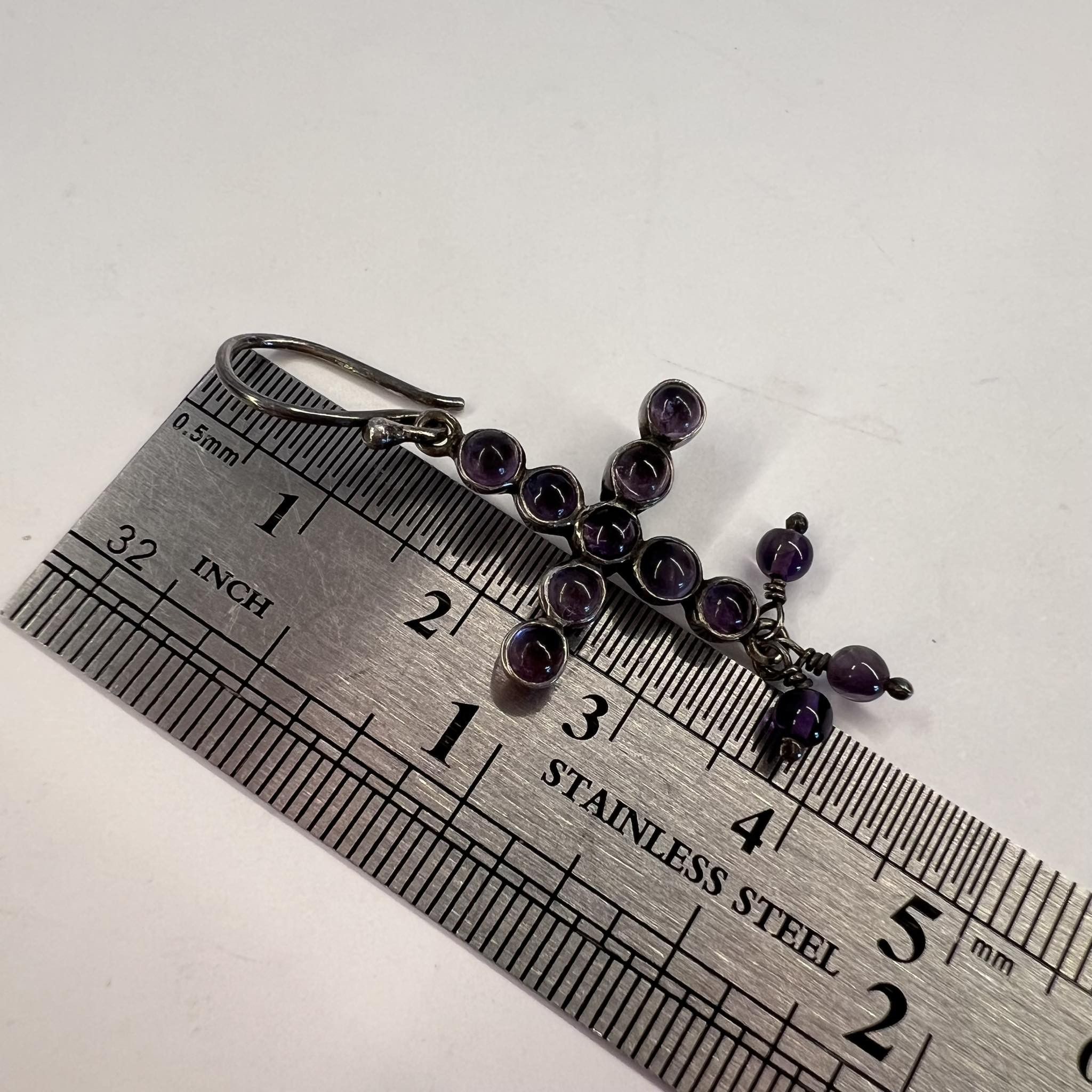 Vintage Vintage Sterling Silver 925 Jewelry Earrings Amethyst Stone Size ONE SIZE - 7 Thumbnail