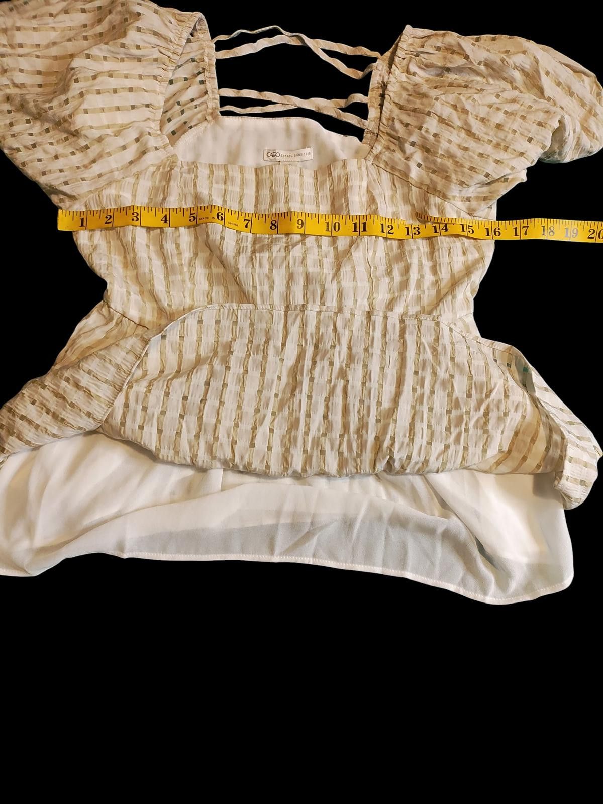 Other Cato Beige Puff Sleeve Square Neck Blouse Size M / US 6-8 / IT 42-44 - 8 Thumbnail