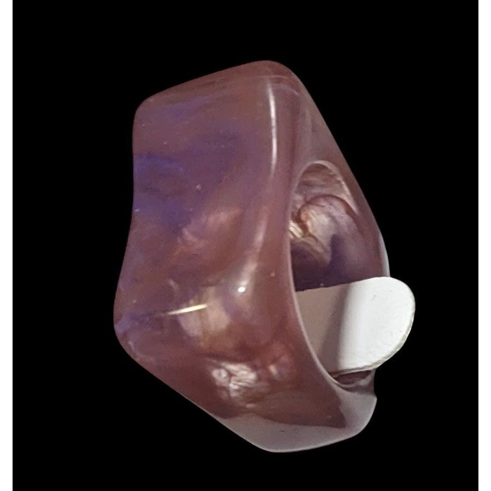 Other Chunky Abstract Pink And Purple Swirl Retro Statement Ring S Size ONE SIZE - 4 Thumbnail