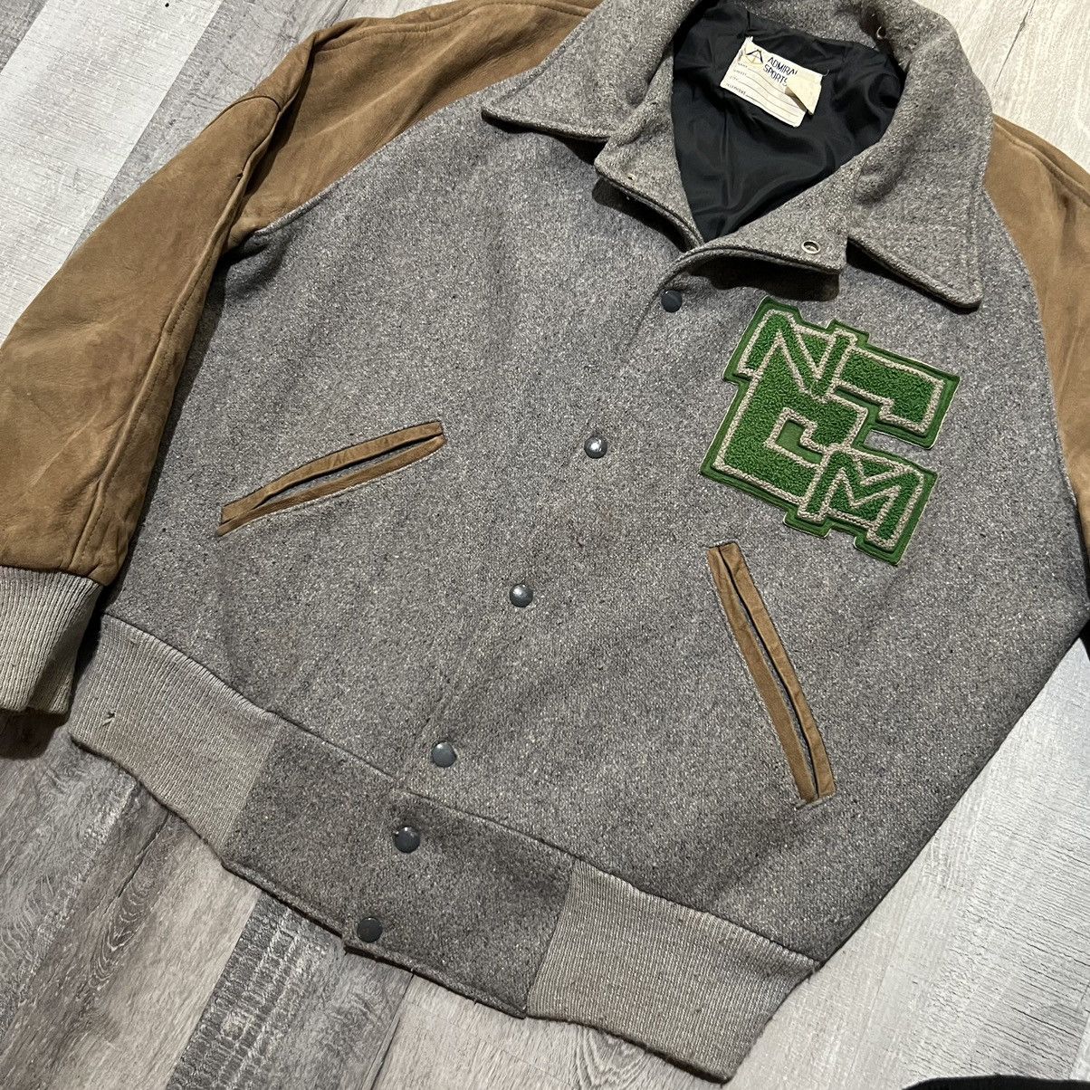 Vintage VTG 60s/70s Admiral Suede Leather Varsity Letterman Jacket Size US L / EU 52-54 / 3 - 3 Thumbnail