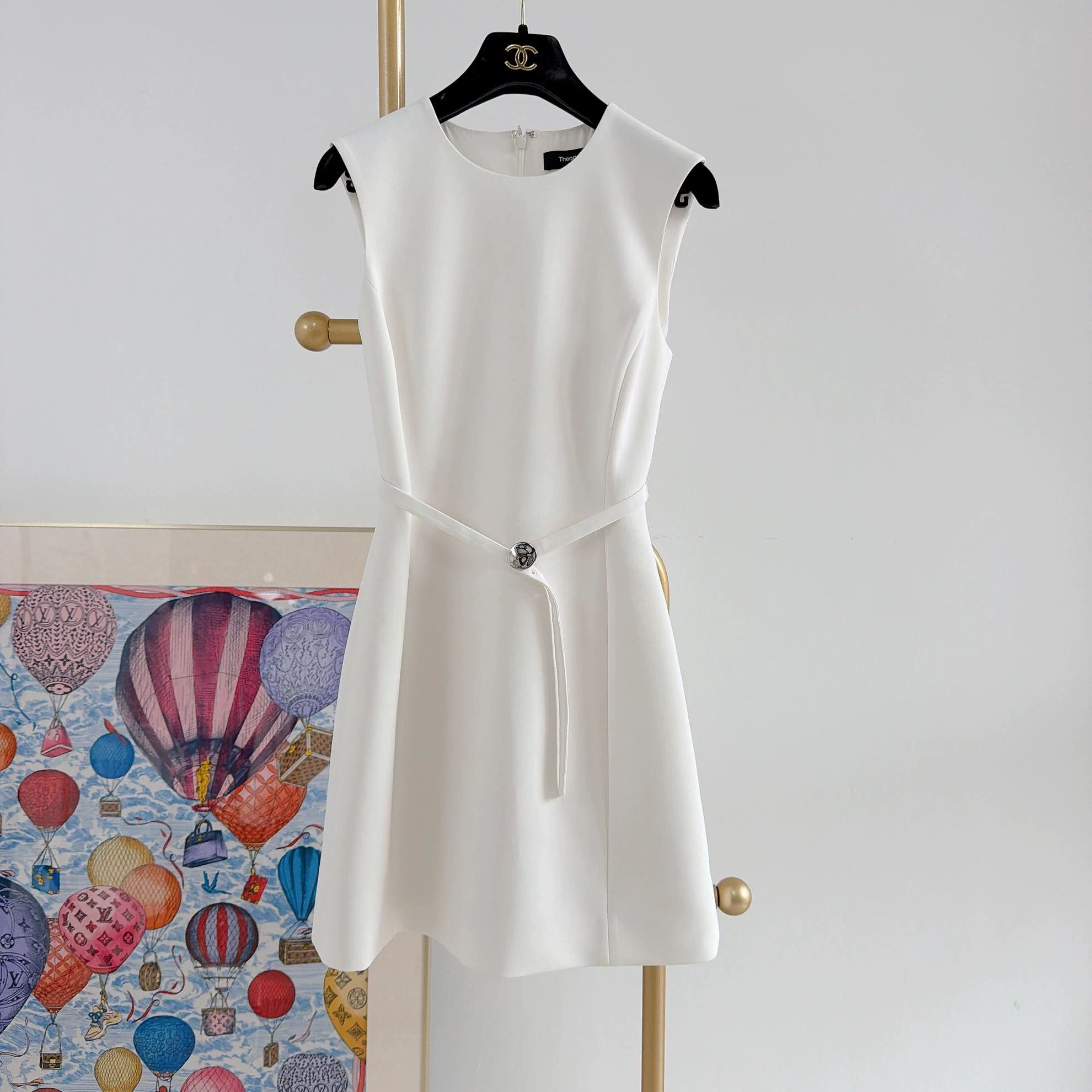 Theory Theory White Waist - cinched Dress Size 0 0581 Size XXS / US 00 / IT 34 - 1 Thumbnail