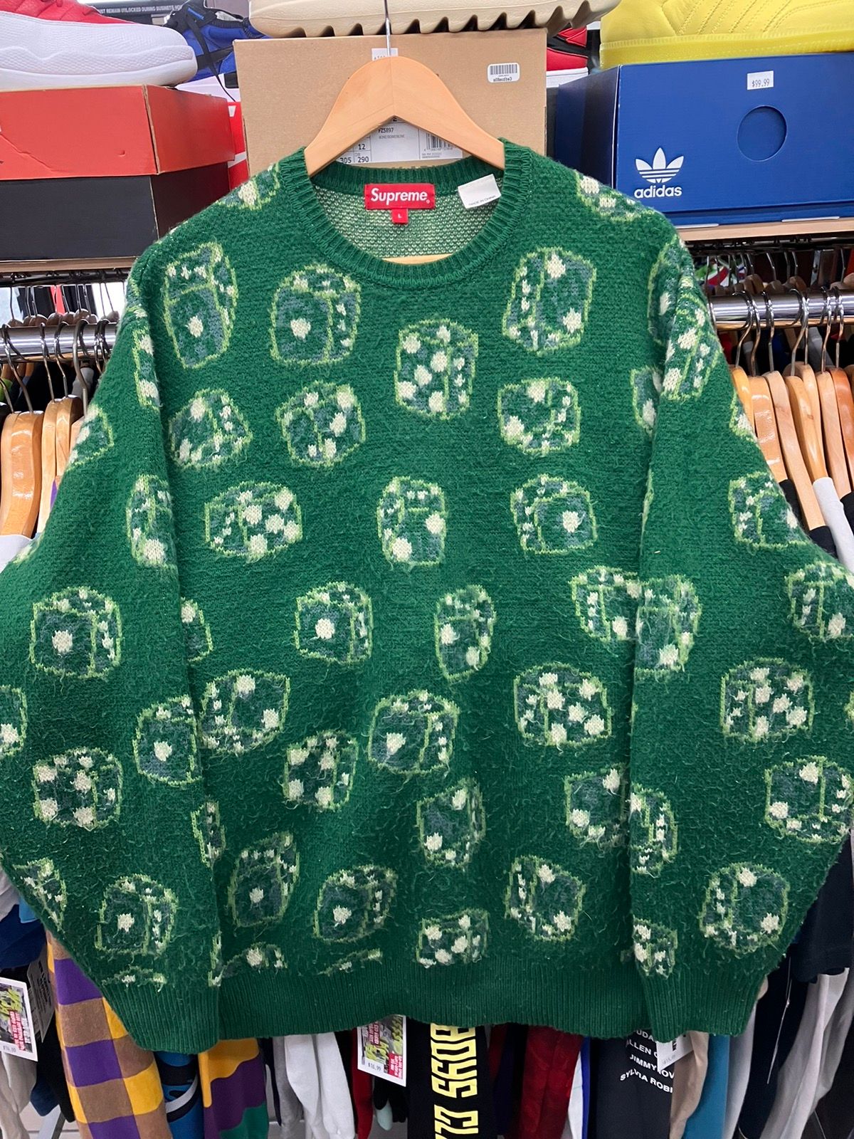 Pre-owned Supreme Green Dice Sweater Size Large