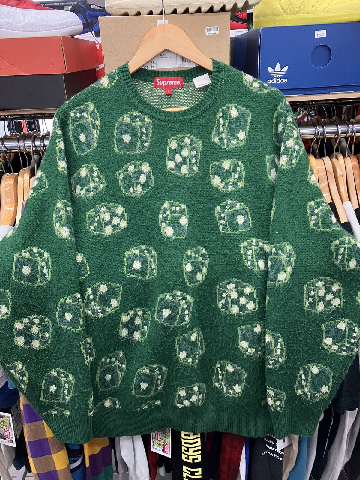 Pre-owned Supreme Green Dice Sweater Size Large | ModeSens