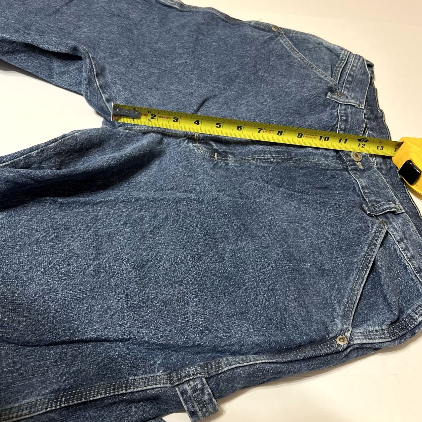 Vintage WRG Jean Co Wrangler Blue Carpenter Jeans Mens 36x30 Workwear Denim Pocket Tool Loop Hammer Loop Zipper Pocket Size US 36 / EU 52 - 4 Thumbnail