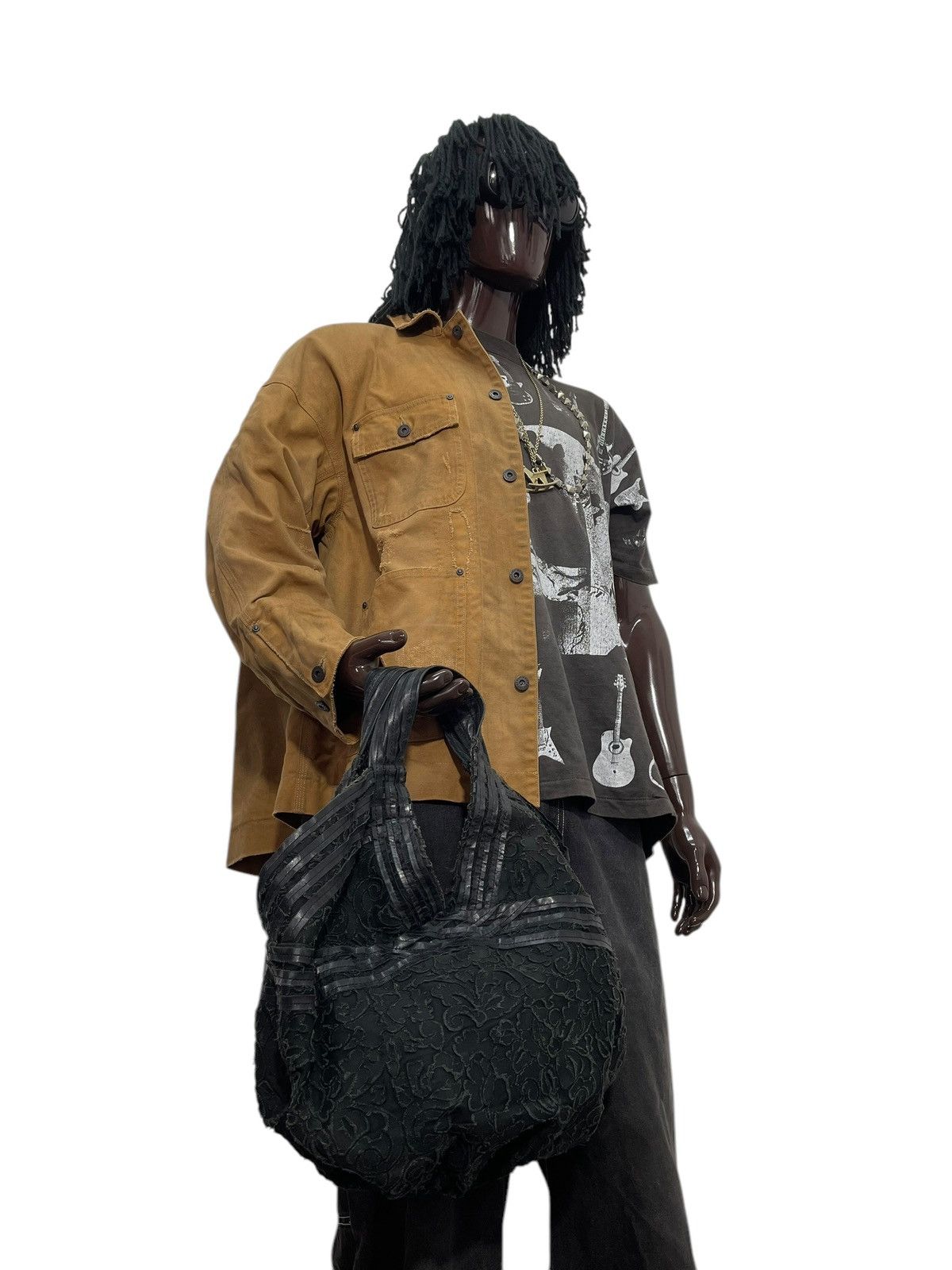 Genuine Leather Leather Cotton Patchwork Florals T.A Design Tote Bag 1🟩6 Size ONE SIZE - 5 Thumbnail