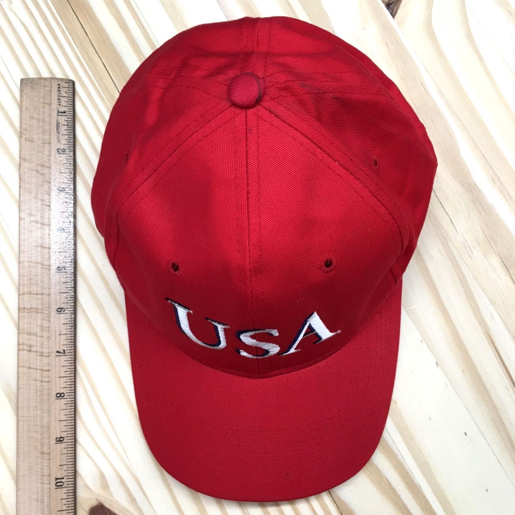 Vintage United States Trucker Hat Mens Red OS Curved Brim Embroidered Logo Size ONE SIZE - 4 Thumbnail