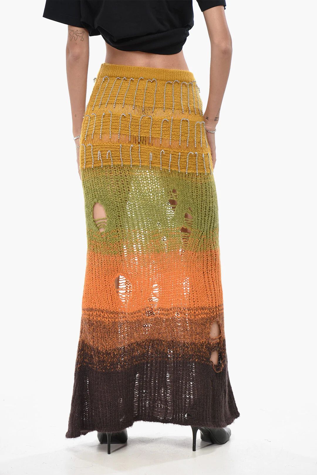 Off-White og1mm0426 Mohair-Blend Skirt in Multicolor Size 27" / US 4 / IT 40 - 2 Thumbnail
