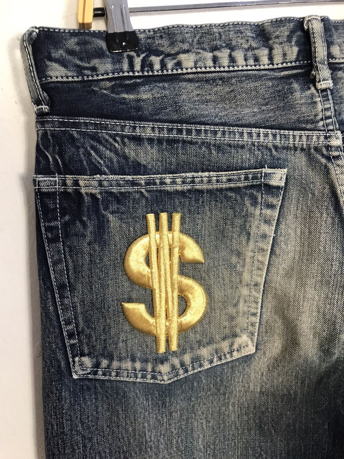 Japanese Brand Vtg Swagger Light Wash The Back Side Logo Money Jeans Size US 34 / EU 50 - 12 Thumbnail