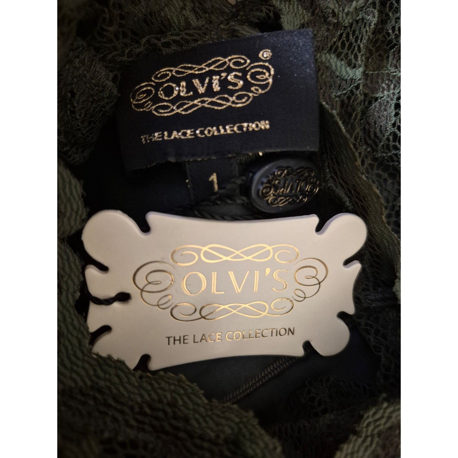 Other Olvi's Leather and Lace Pencil Sheath Dress Dark Green Sz 1 Size XS / US 0-2 / IT 36-38 - 4 Thumbnail