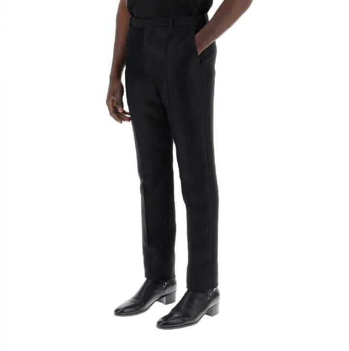Saint Laurent Paris o1s1wg111124 Pantalons Taille Haute Jambe Pant in Black Size US 36 / EU 52 - 5 Thumbnail