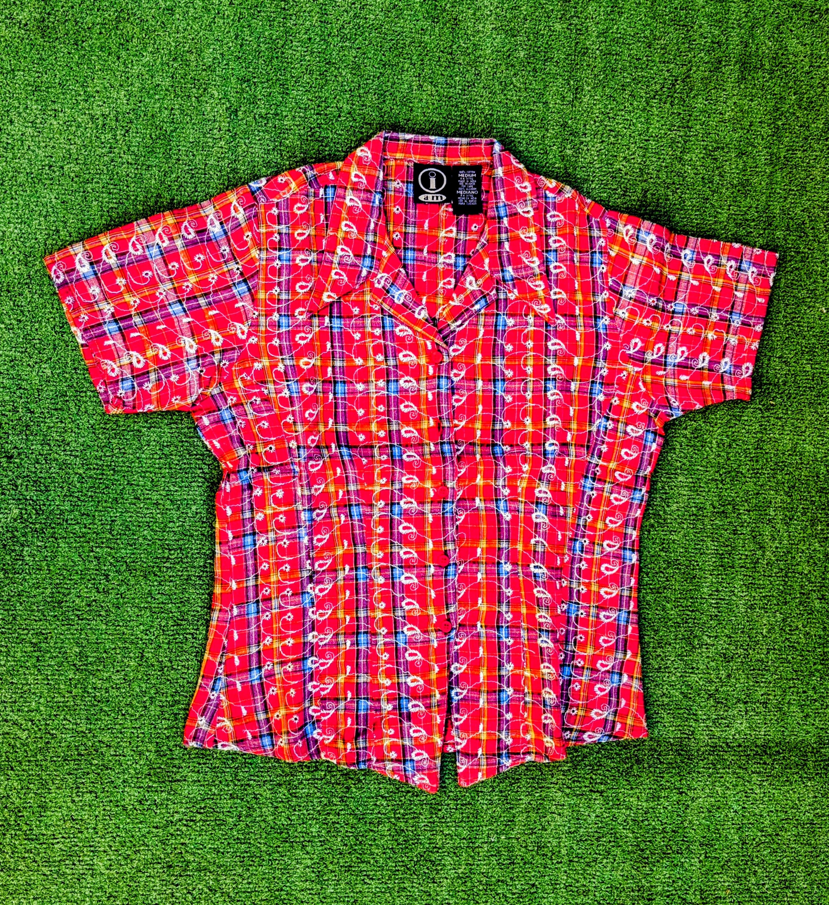 Other VTG Floral Embroidered Check Tartan Pattern Button Shirt Size M / US 6-8 / IT 42-44 - 1 Thumbnail