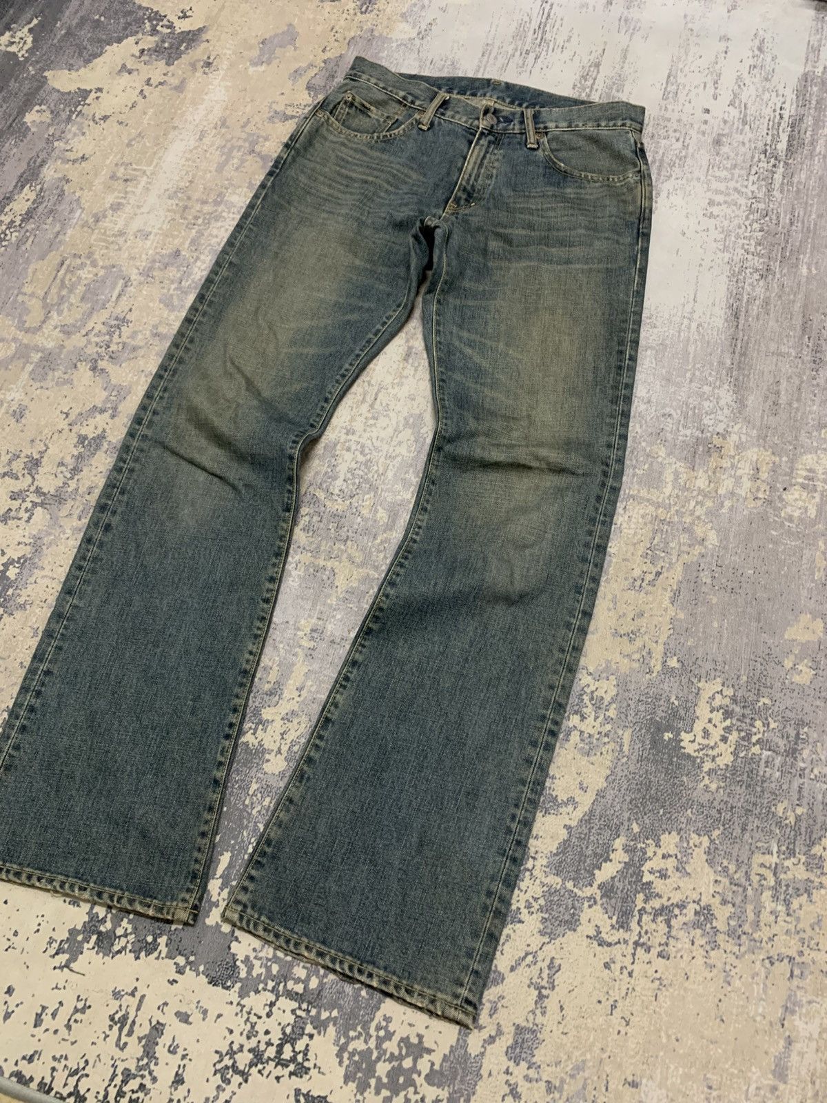 If Six Was Nine VTG JAPANESE UNIQLO MUD WASH STYLE FLARED JEANS Size US 32 / EU 48 - 5 Thumbnail
