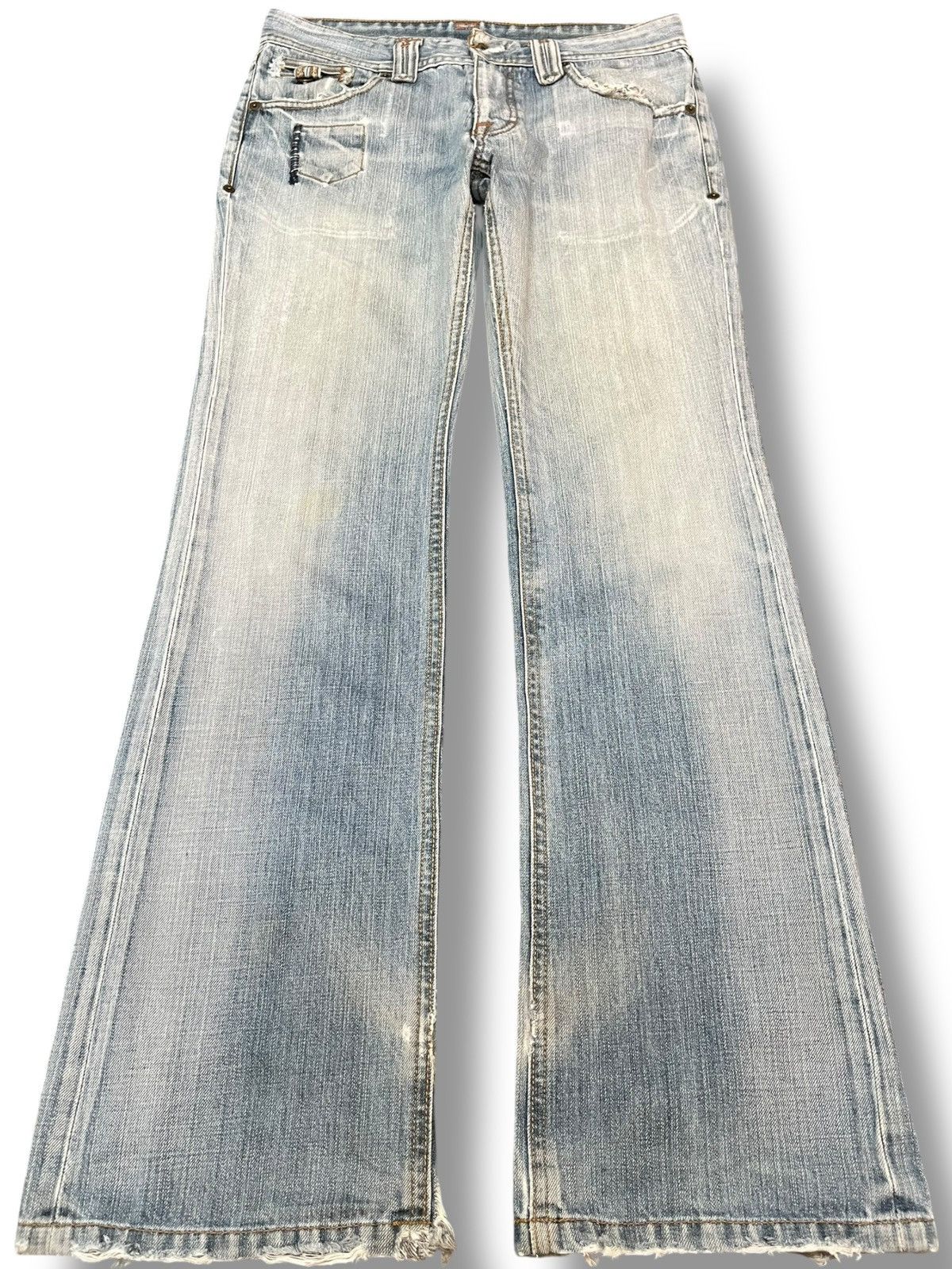 Japanese Brand Vintage Japanese Brand Flare Faded Grunge Denim Size US 31 - 1 Thumbnail