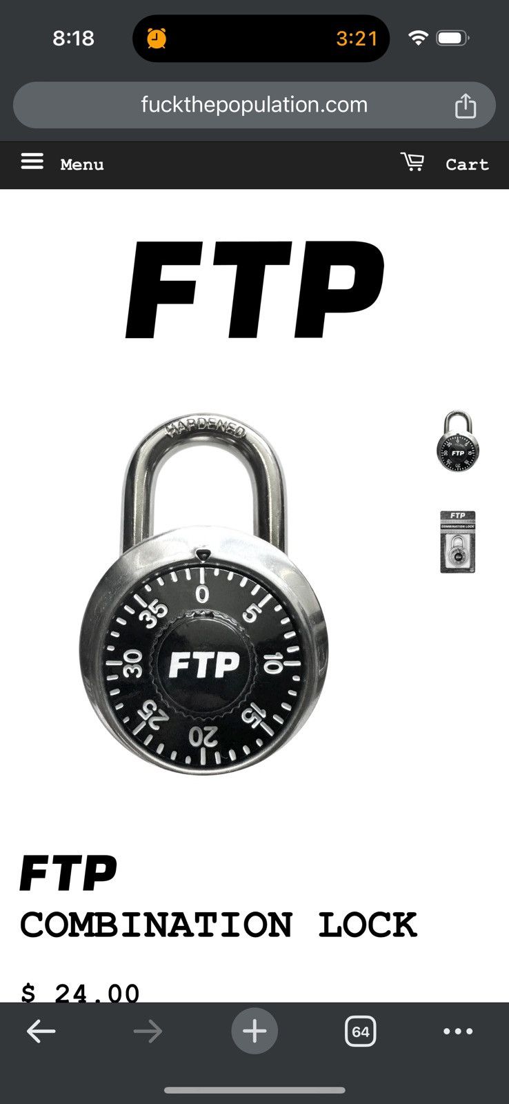 Fuck The Population FTP SPIN DIAL MASTERLOCK METAL HANGING LOCKER SECURITY Size ONE SIZE - 1 Thumbnail