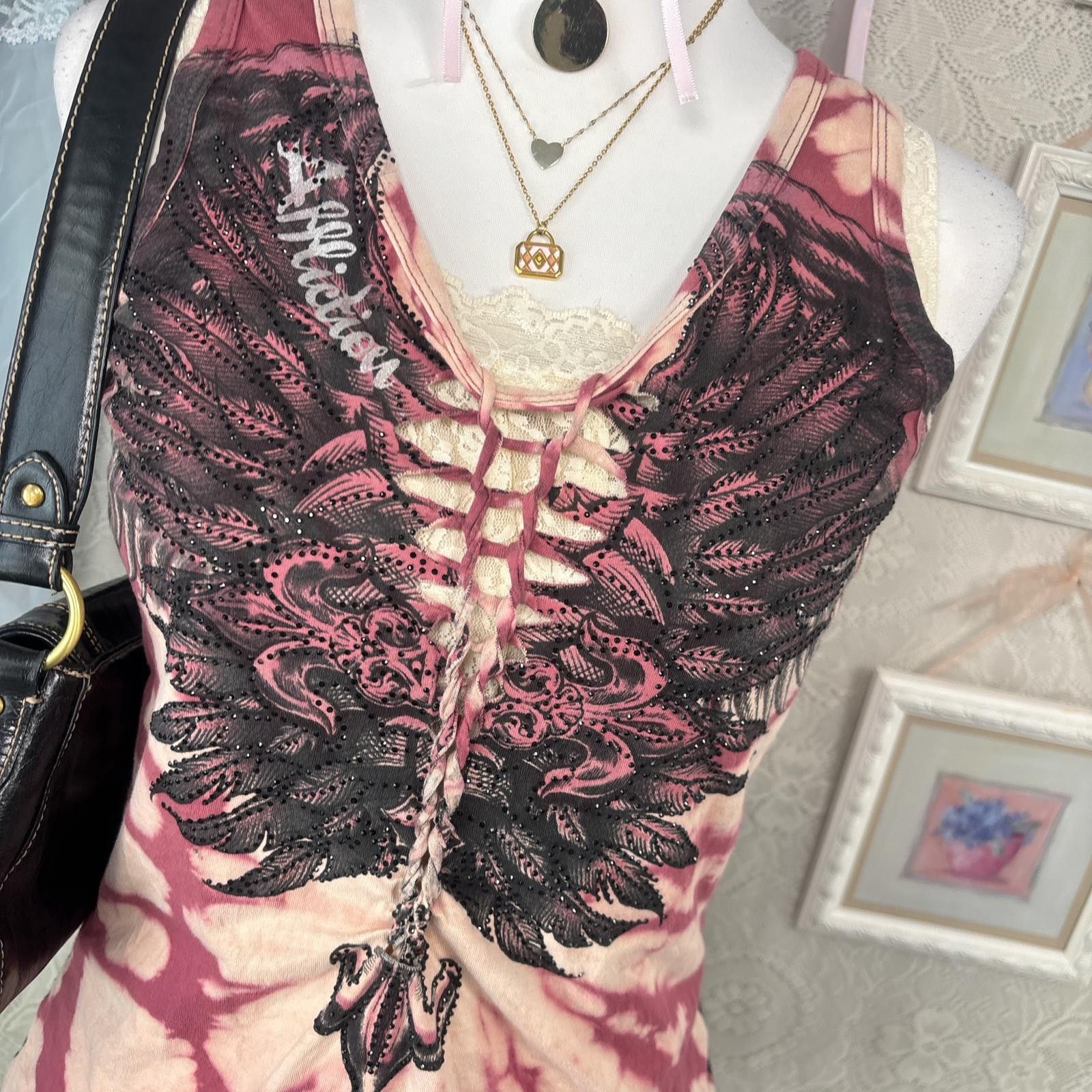 Affliction y2k grunge wing affliction blouse top Size M / US 6-8 / IT 42-44 - 4 Thumbnail