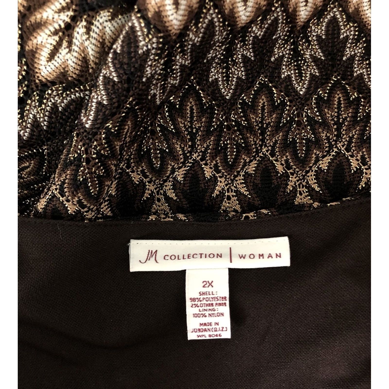 JM Collection JM Collection Knit Top 2X Brown Sparkle 3/4 Sleeve V-Neck Geometric Aztec Boho Tunic Women XS to XL? Size XXL / US 16-18 / IT 52-54 - 4 Thumbnail