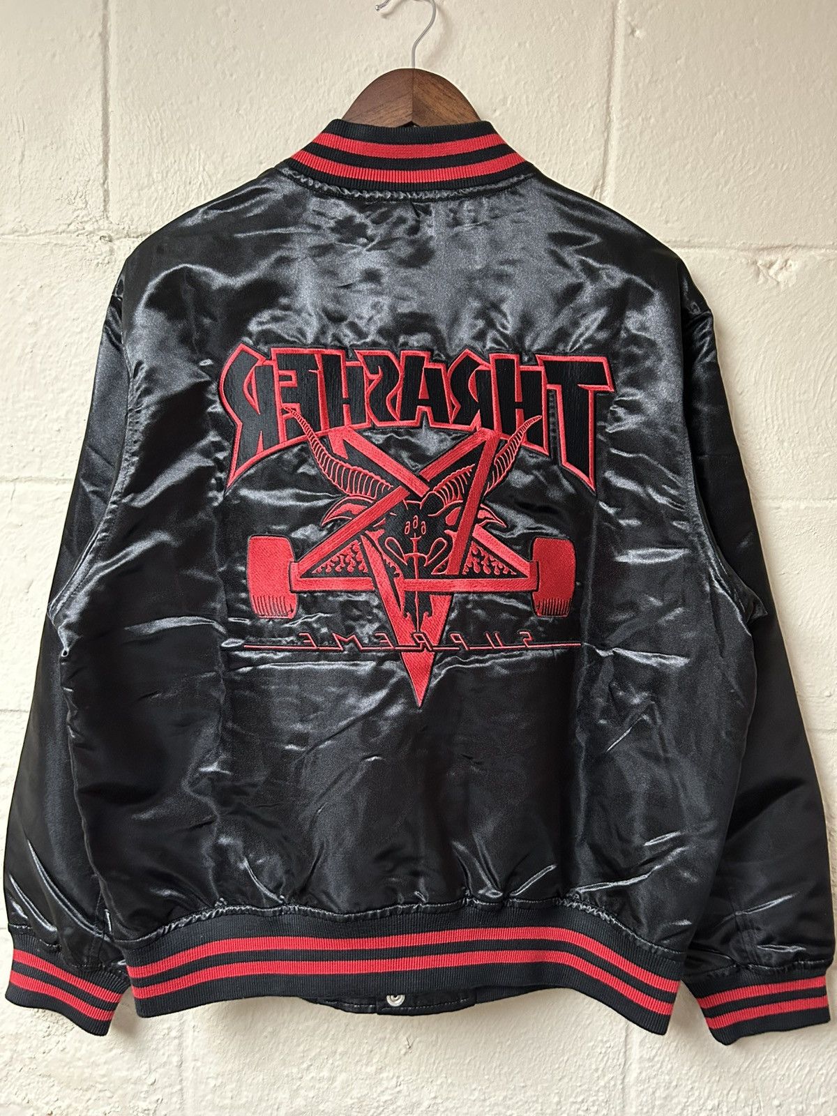 Supreme × Thrasher Supreme Thrasher Satin Varsity Jacket Size US M / EU 48-50 / 2 - 2 Thumbnail