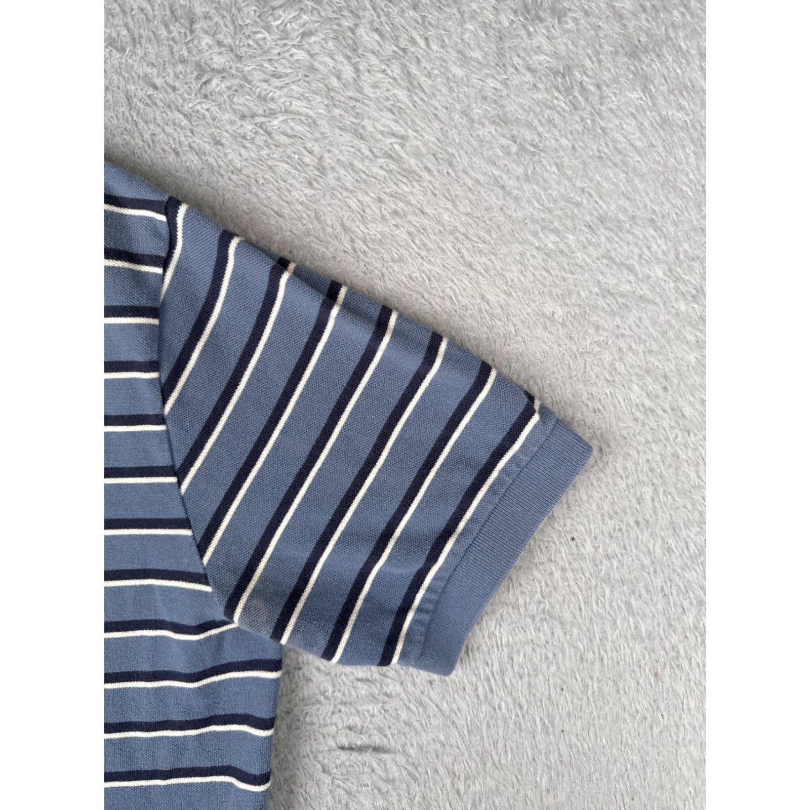 Ralph Lauren VINTAGE Ralph Lauren Polo Shirt Men L Blue White Stripe 100% Cotton Polo Shirt 40 in Chest Slim Fit Short Sleeve Casual Mens Size US L / EU 52-54 / 3 - 2 Thumbnail