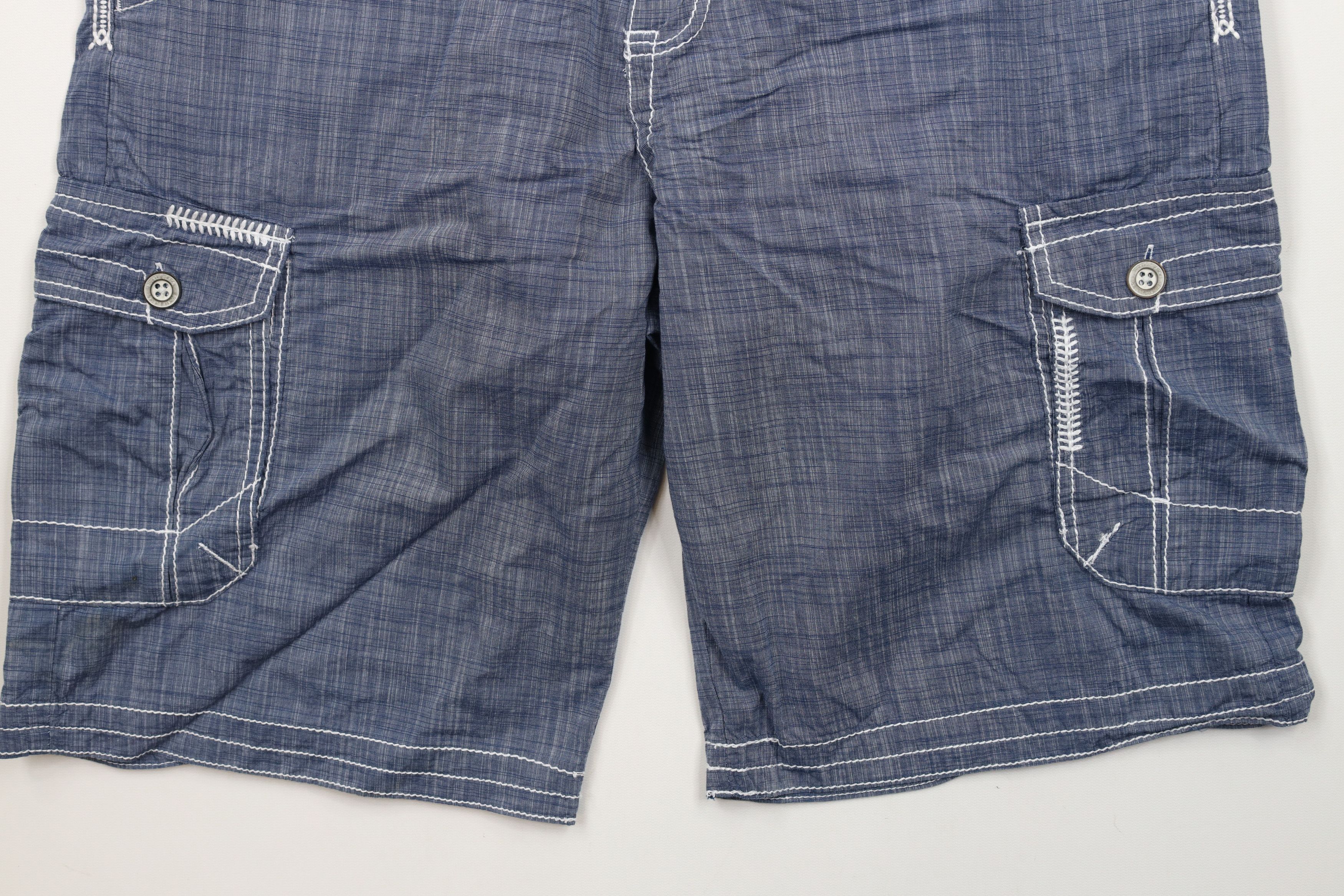 Buckle Black × Vintage Buckle Black Chambray MMA Fighting Cargo Shorts Blue Cotton Size US 34 / EU 50 - 4 Thumbnail