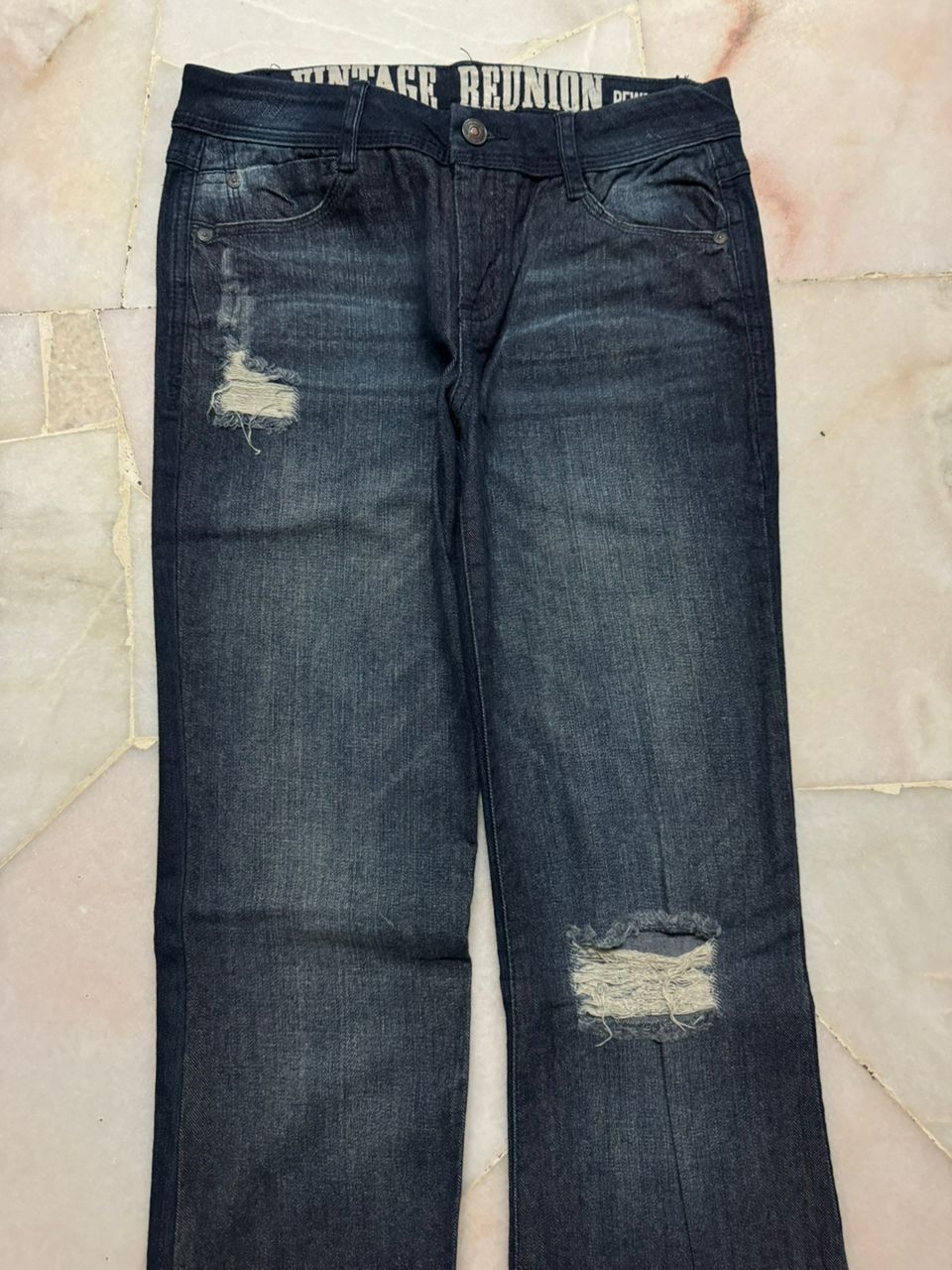 Tornado Mart VINTAGE 2000s REUNION REWASH DISTRESSED RIPPED BELL BOTTOM Size US 27 - 7 Thumbnail