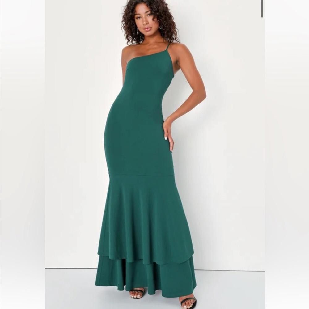Lulus Lulus l NWT Vivid Emerald Green One-Shoulder Mermaid Gown XS Size XS / US 0-2 / IT 36-38 - 8 Thumbnail