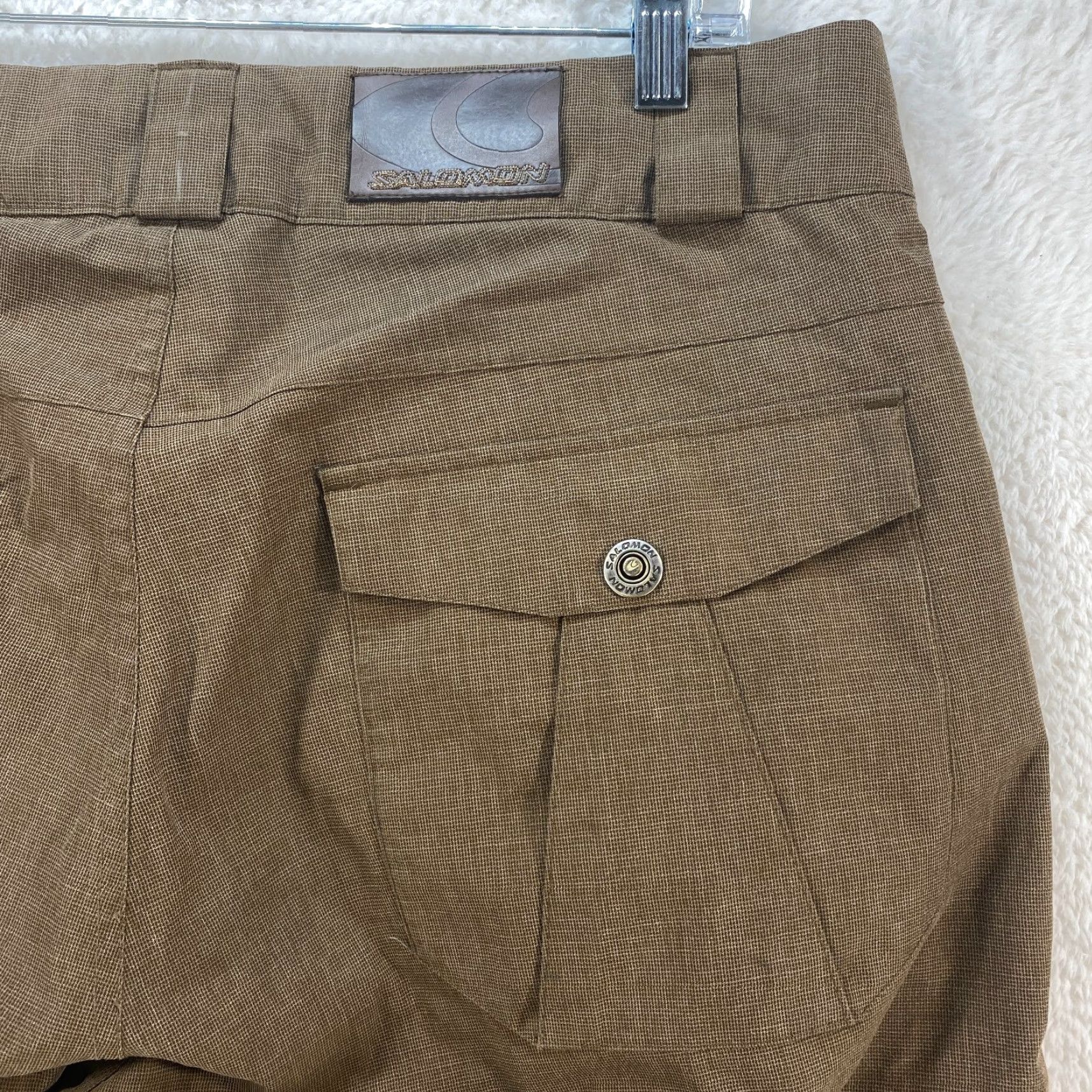 Vintage Solomon Clima Pro Large 10K mm Brown Outdoor Lined Pants Ski Snowboarding Men Large Brown Nylon Lining Polyester Pockets Vintage? Size US 33 - 2 Thumbnail