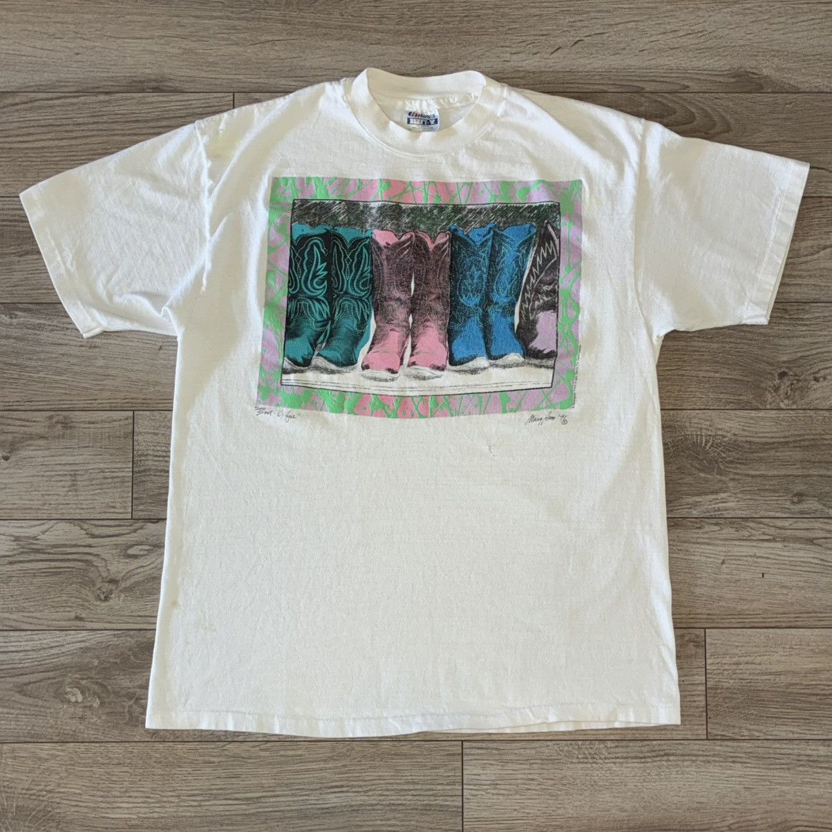 Hanes 90s Boot-i-ful cowboy boot art tee shirt Size US L / EU 52-54 / 3 - 1 Thumbnail