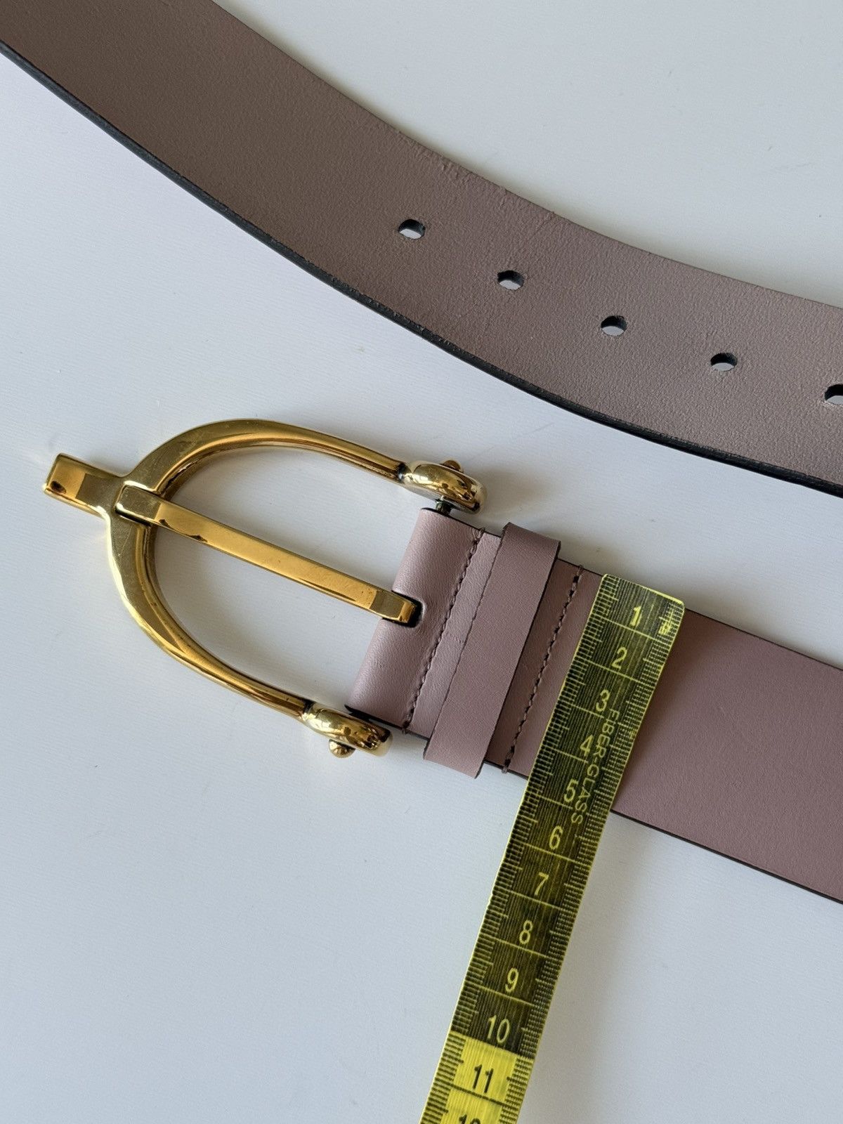 Gucci Gucci Pink Calfskin Gold Horsebit Buckle Belt Size 80/32 Size ONE SIZE - 10 Thumbnail