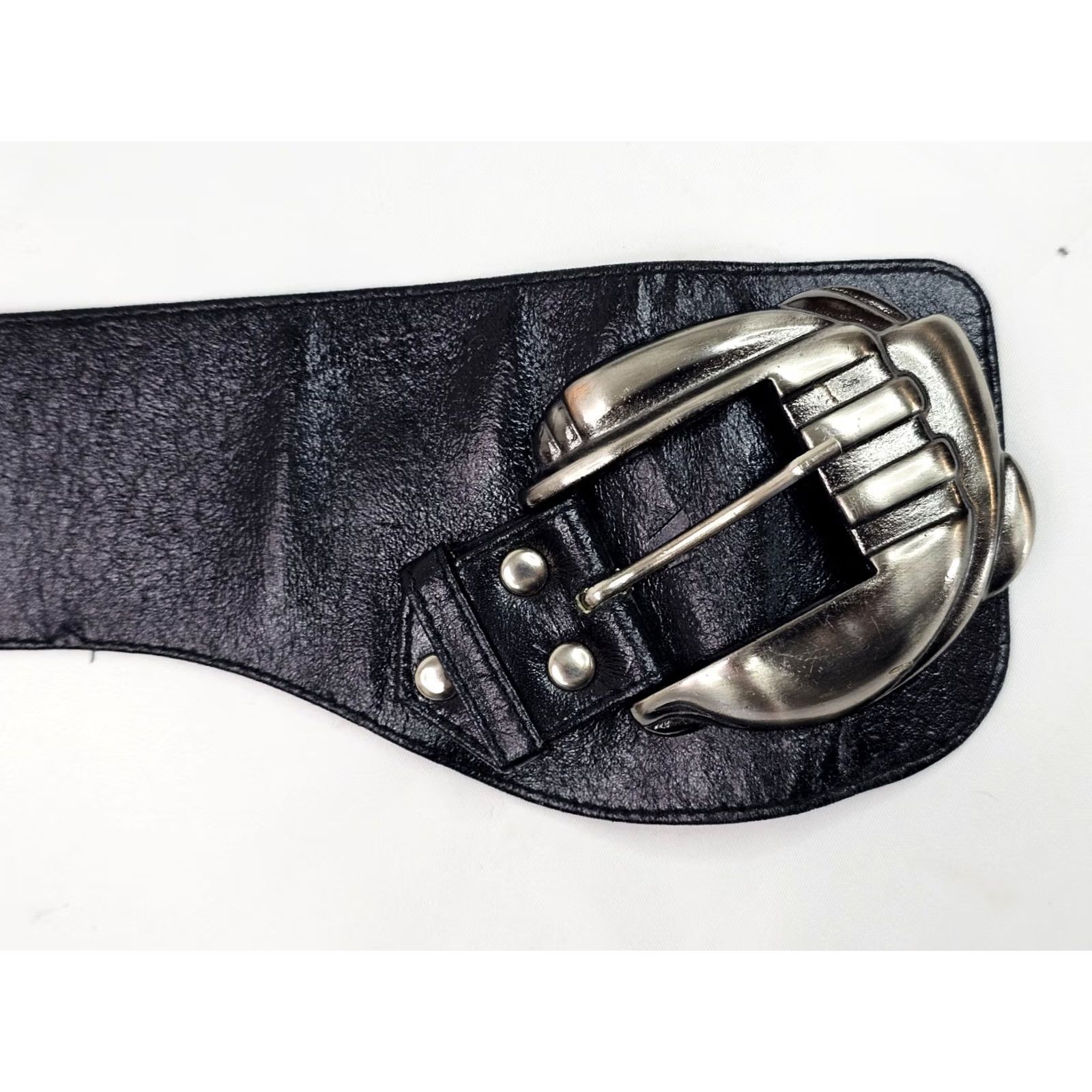 Vintage Vtg Alamo Belt Roller Buckle Black ML Size 31"–37" Womens Faux Leather Studded Floral Stamped Classic 90s Style Size ONE SIZE - 2 Thumbnail