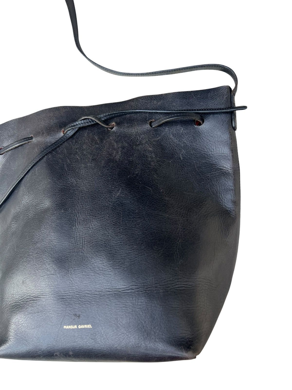 Mansur Gavriel Distressed Patina Black Leather Mansur Gavriel Sling Bag Size ONE SIZE - 8 Thumbnail