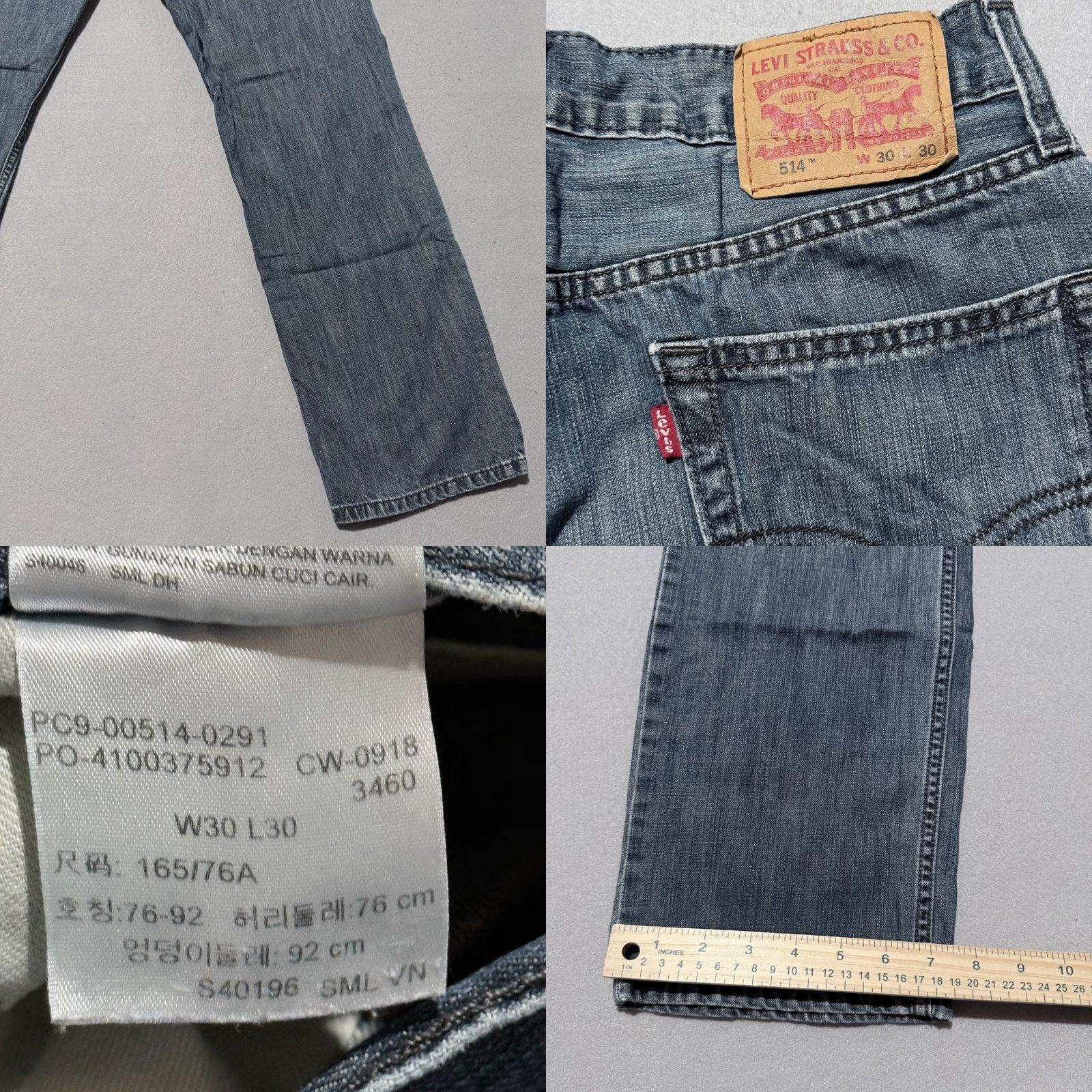 Levi's Levi's 514 Jeans Men Blue Denim Low Rise 30x30 Straight Pockets Vintage Logo 90s Size US 30 / EU 46 - 8 Thumbnail