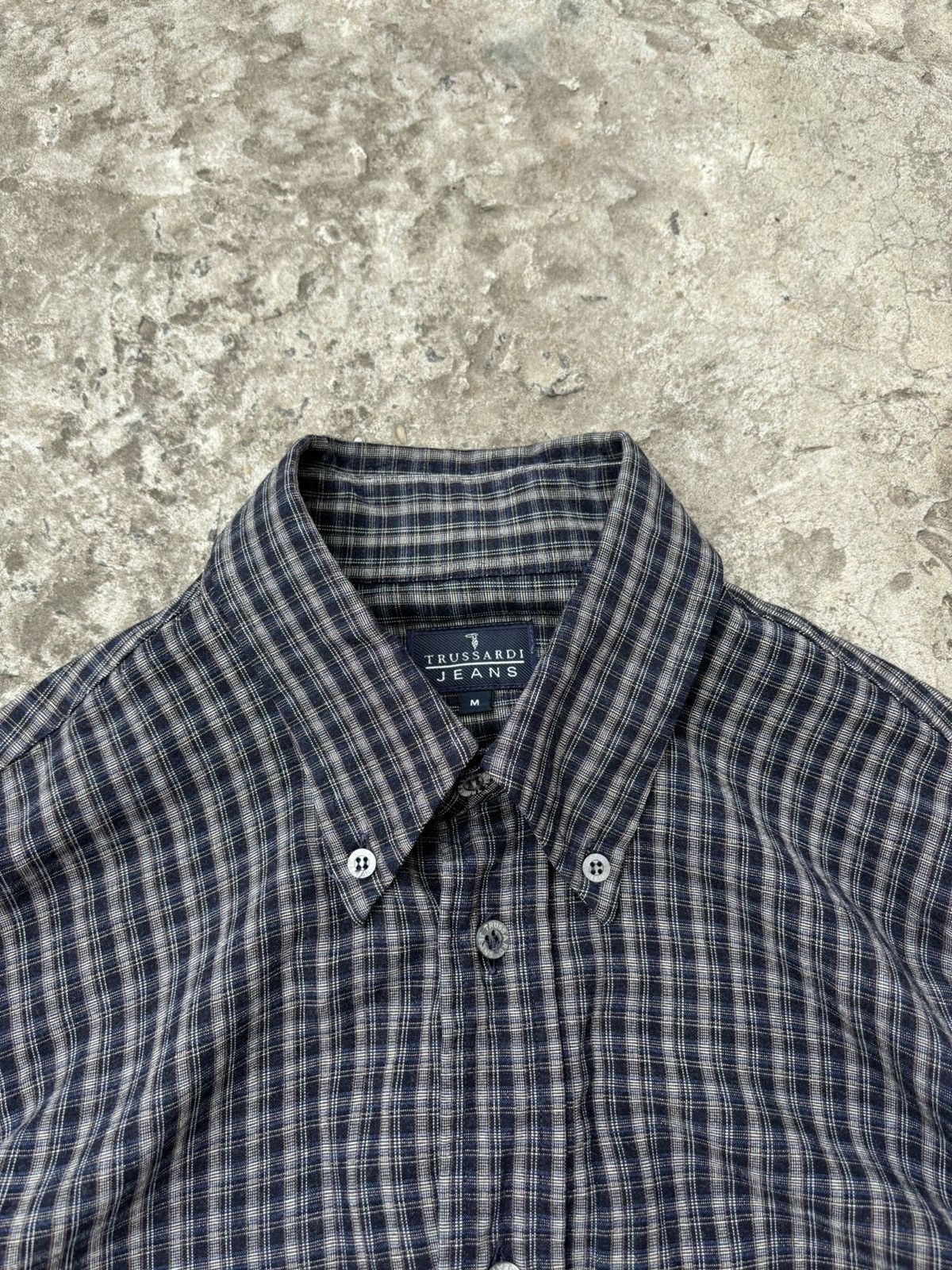 Japanese Brand × Trussardi Vintage Trussardi Checkered Viscose Dark Shirt Size US M / EU 48-50 / 2 - 3 Thumbnail