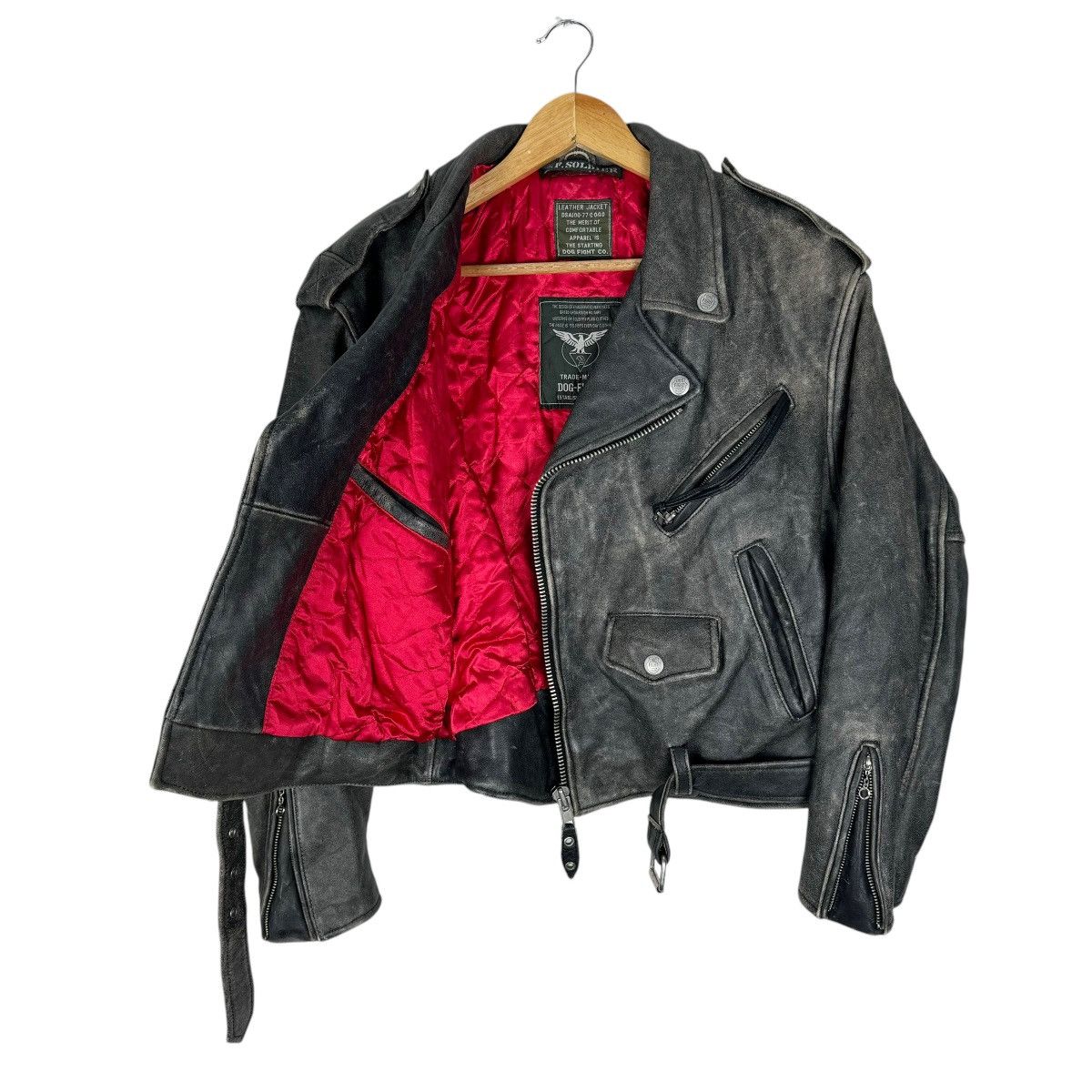 Vintage ☀️DOG FIGHT PERFECTO BIKERS COWHIDE LEATHER JACKET Size US L / EU 52-54 / 3 - 9 Thumbnail