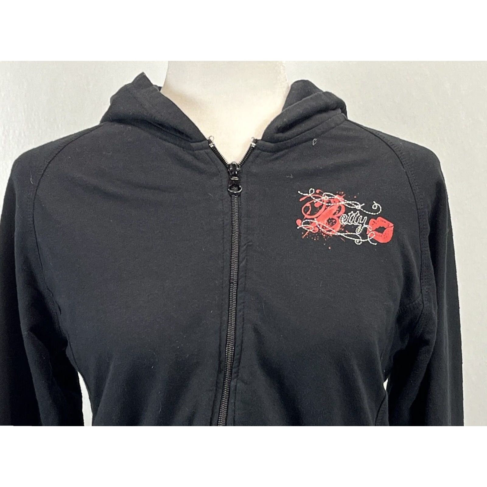 Vintage VINTAGE Universal Studios Betty Boop Full Zip Hoodie Sz Large Black 90s Cartoon Activewear Womens Size L / US 10 / IT 46 - 5 Thumbnail