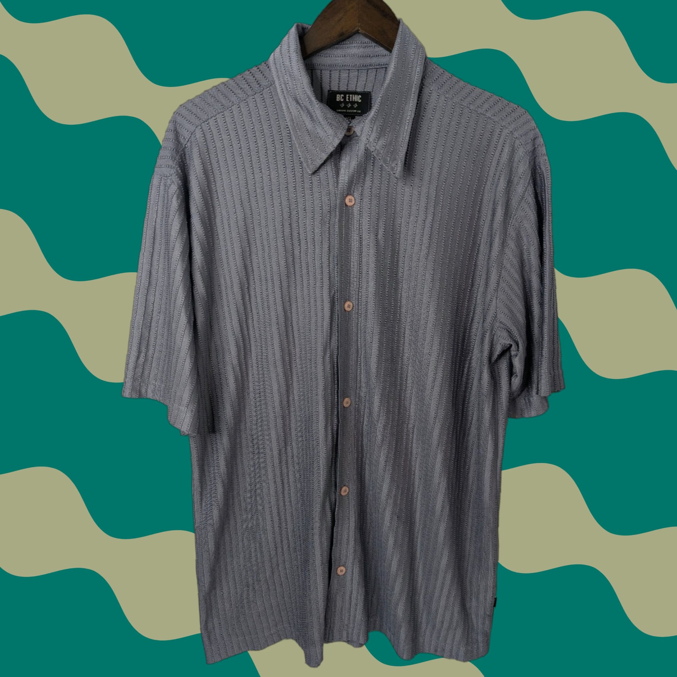 Vintage VINTAGE BC ETHIC Shirt Men's XL Gray Polyester Button-Up Short Sleeve Casual Travel Size US XL / EU 56 / 4 - 1 Thumbnail