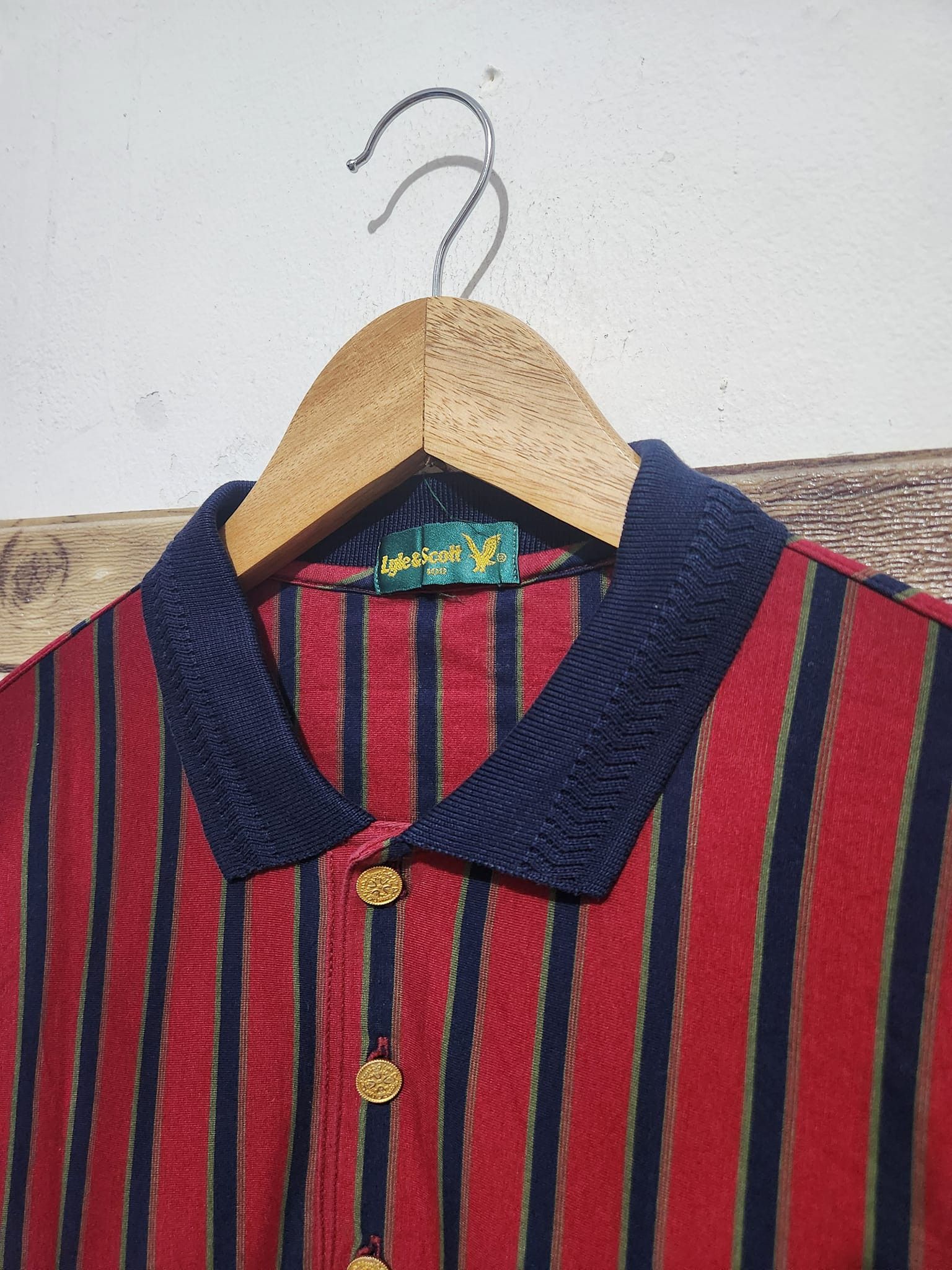 Lyle & Scott × Vintage Vintage Lyle & Scott Polo Shirt Stripe Long Sleeve Size US M / EU 48-50 / 2 - 7 Thumbnail