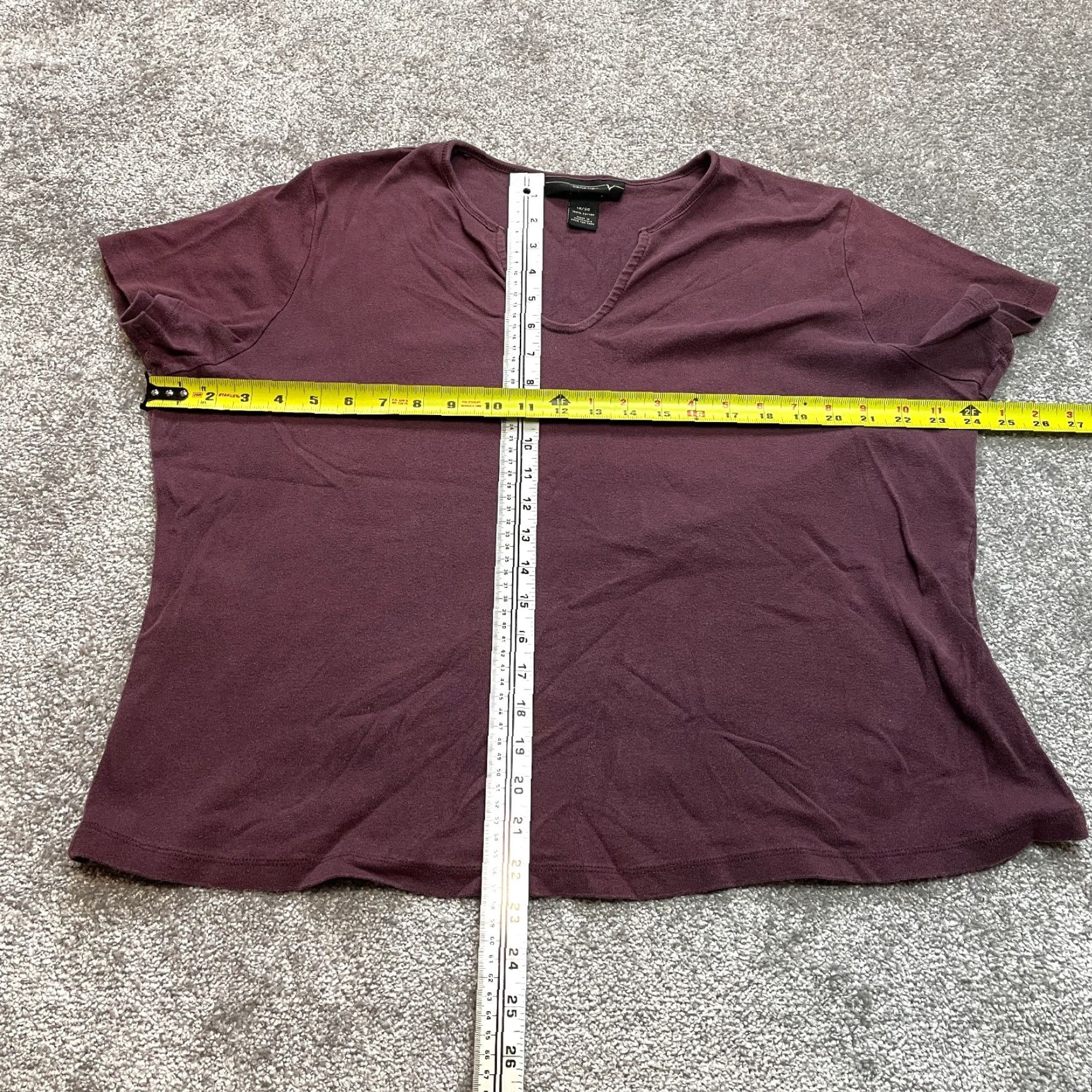Vintage Venezia Womens T Shirt Dark Red Short Sleeve Cotton Split Neck Ladies 20 Size 3XL / US 20-22 - 6 Thumbnail