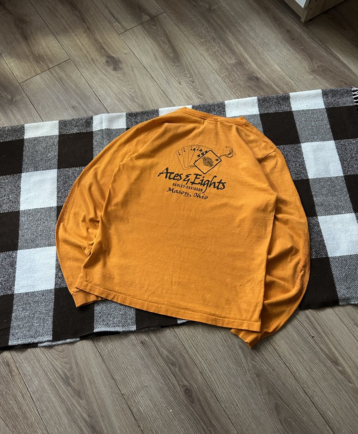 Harley Davidson × Vintage Harley Davidson y2k orange long-sleeved Ares Eights 2000s Size US M / EU 48-50 / 2 - 2 Thumbnail
