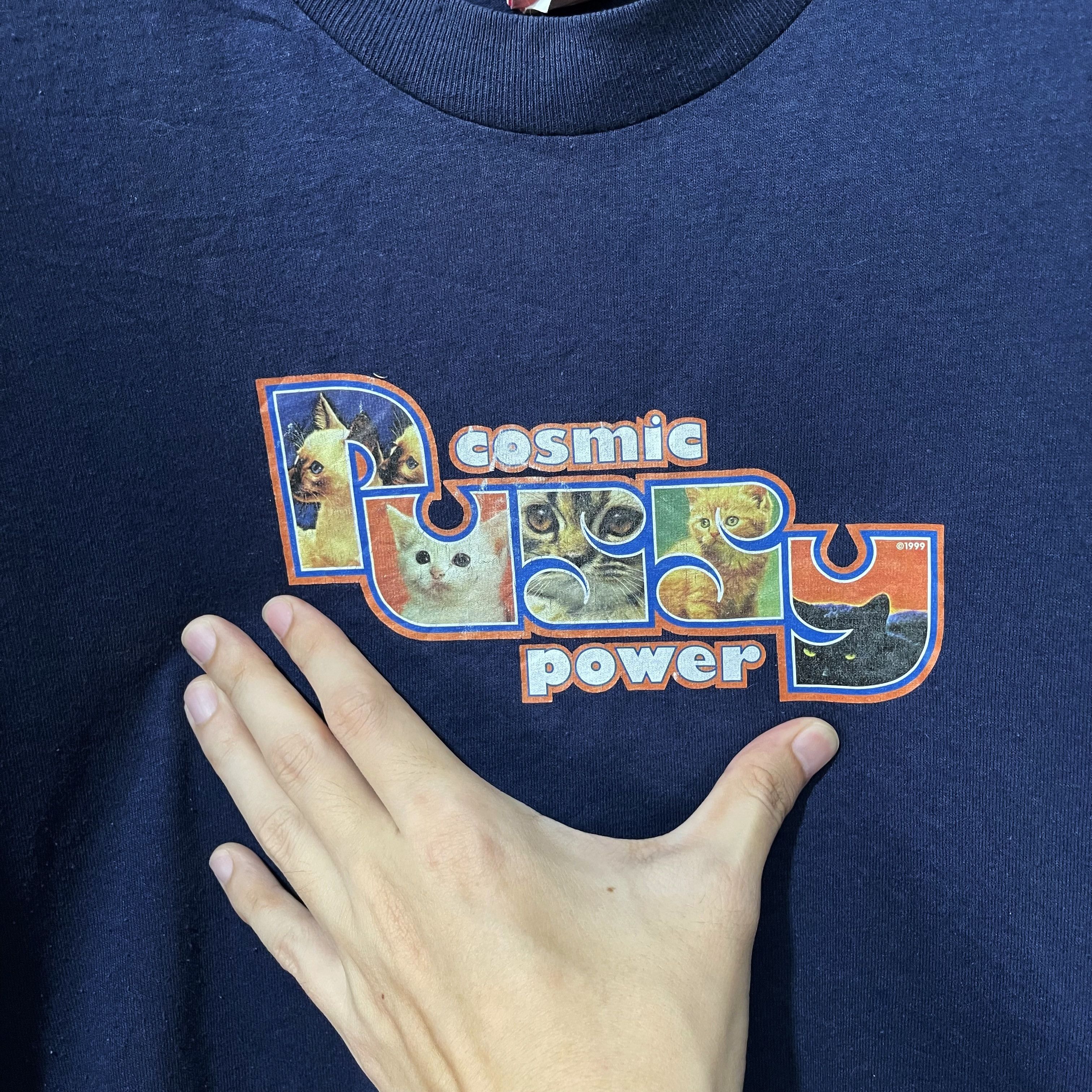 Vintage Vintage 90s Cosmic Puppy Power Cat T-Shirt Size US M / EU 48-50 / 2 - 2 Thumbnail