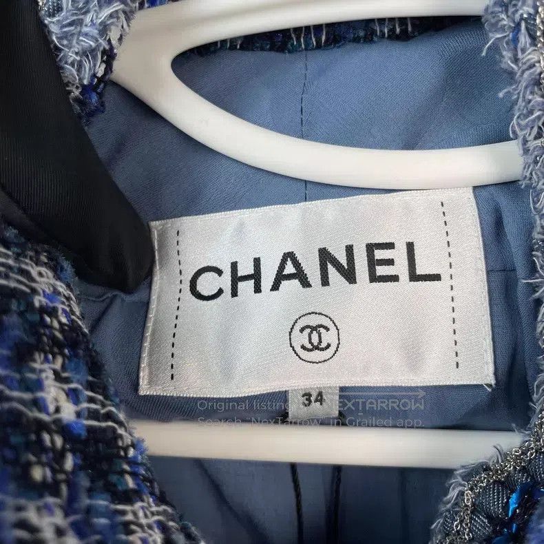 Chanel Chanel 20P early spring blue woven stand-up collar diamond Size XXS / US 00 / IT 34 - 4 Thumbnail