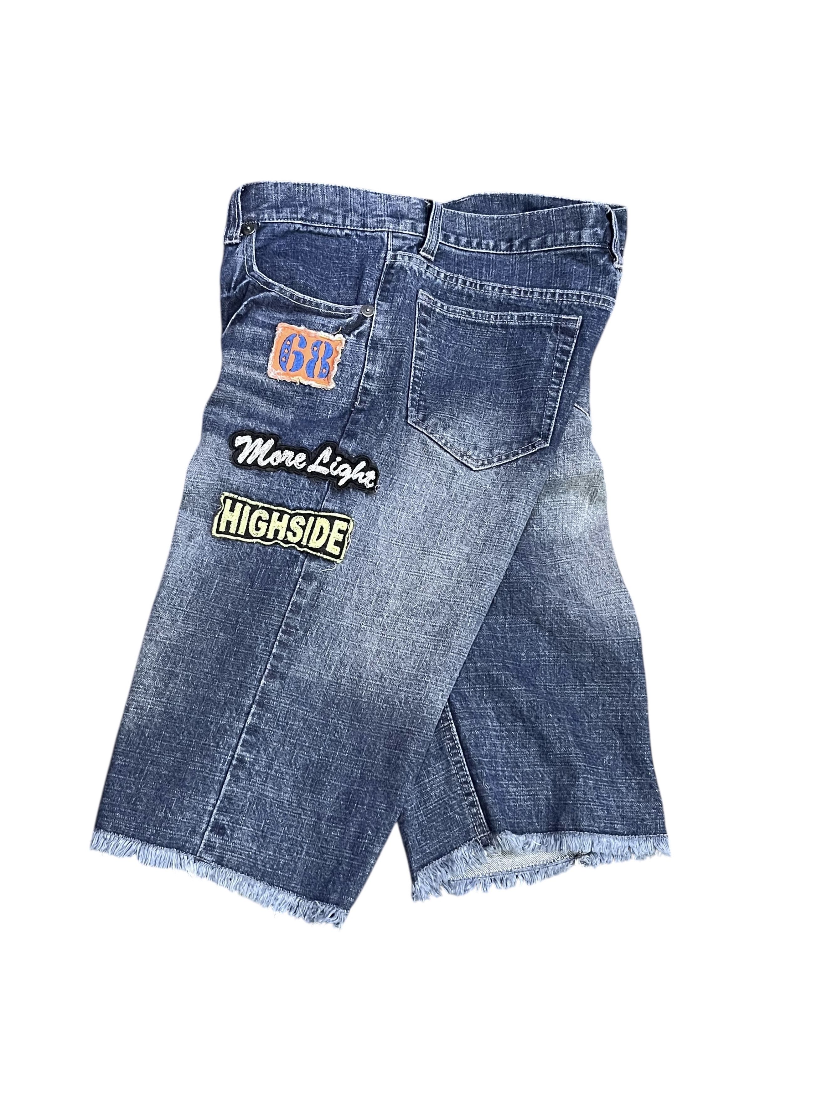 Japanese Brand 💀Vintage NYLAUS Released Hem Punk Patches Shorts Size US 31 - 8 Thumbnail