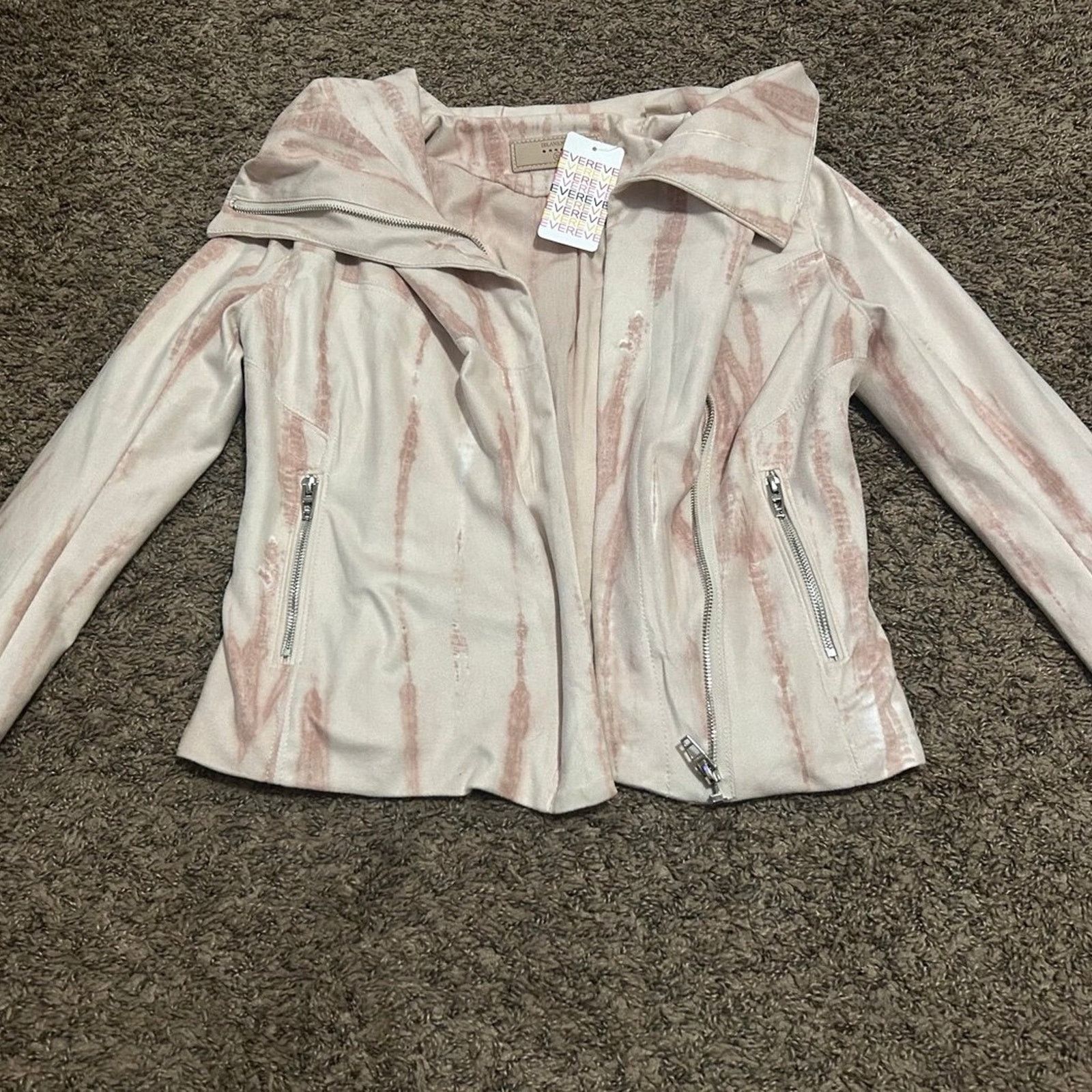 BLANKNYC Blk NYC Lght Pnk Beige TieDye Marble Suede Moto Jckt Sx XS Size XS / US 0-2 / IT 36-38 - 3 Thumbnail