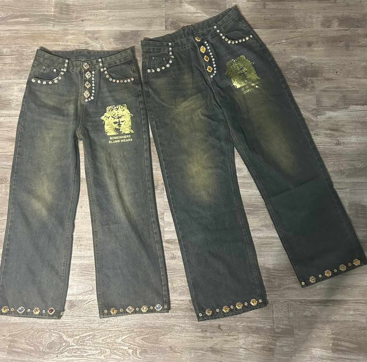 Other Slumxweirdo Concho Rhinstone Denim Stack Size US 31 - 6 Thumbnail