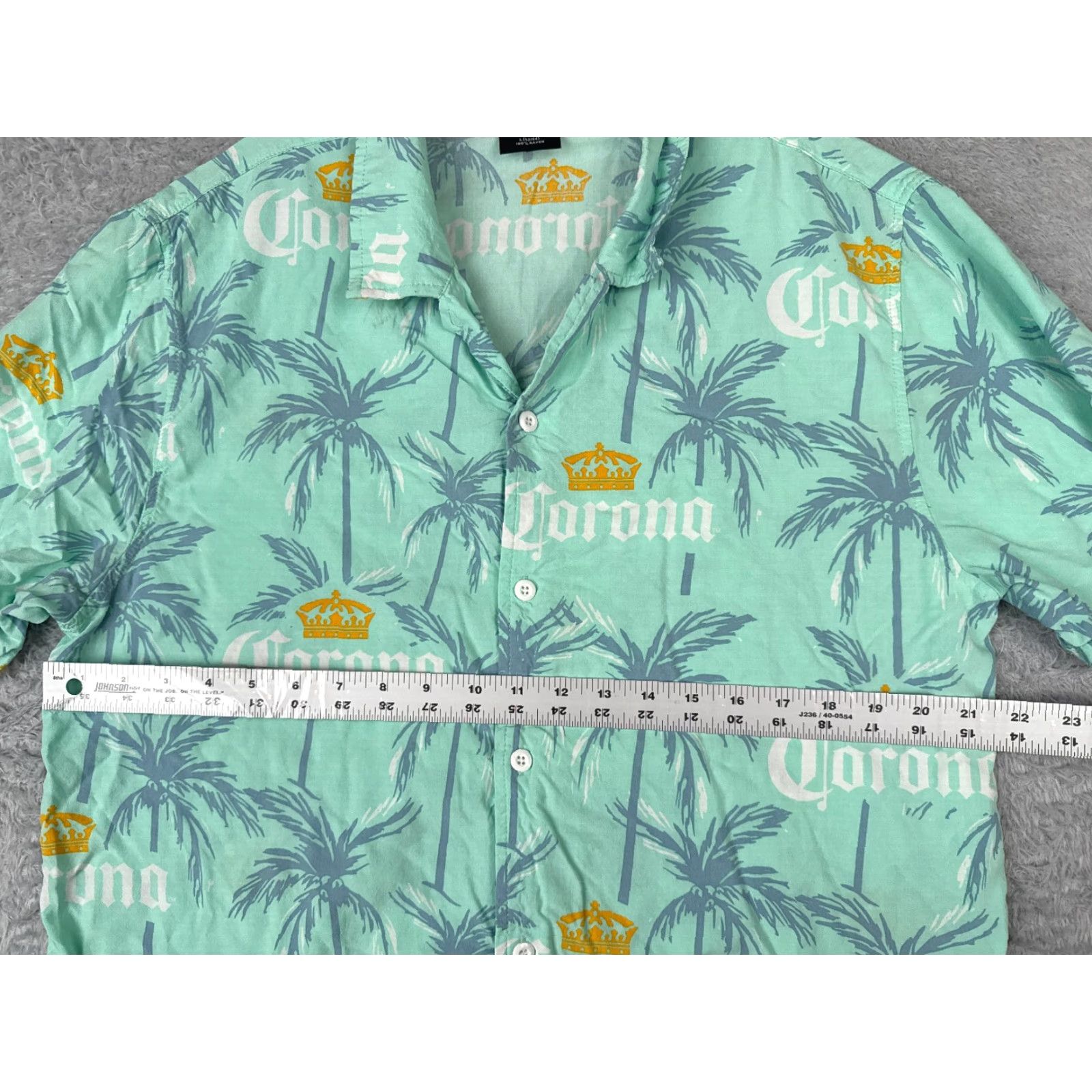 Vintage Corona Shirt Men Large Blue Palm Tree Logo All Over Print Hawaiian 100% Rayon Size US L / EU 52-54 / 3 - 7 Thumbnail
